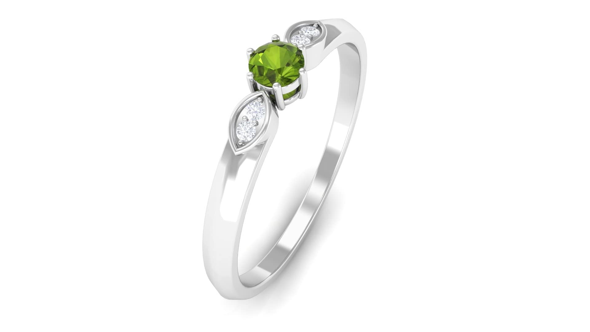 14K Solid Gold Peridot and Diamond Ring - August Birthstone Minimalist Promise Ring for Women | Rosec Jewels | Perfect for Anniversaries, Engagements & Special Occasions