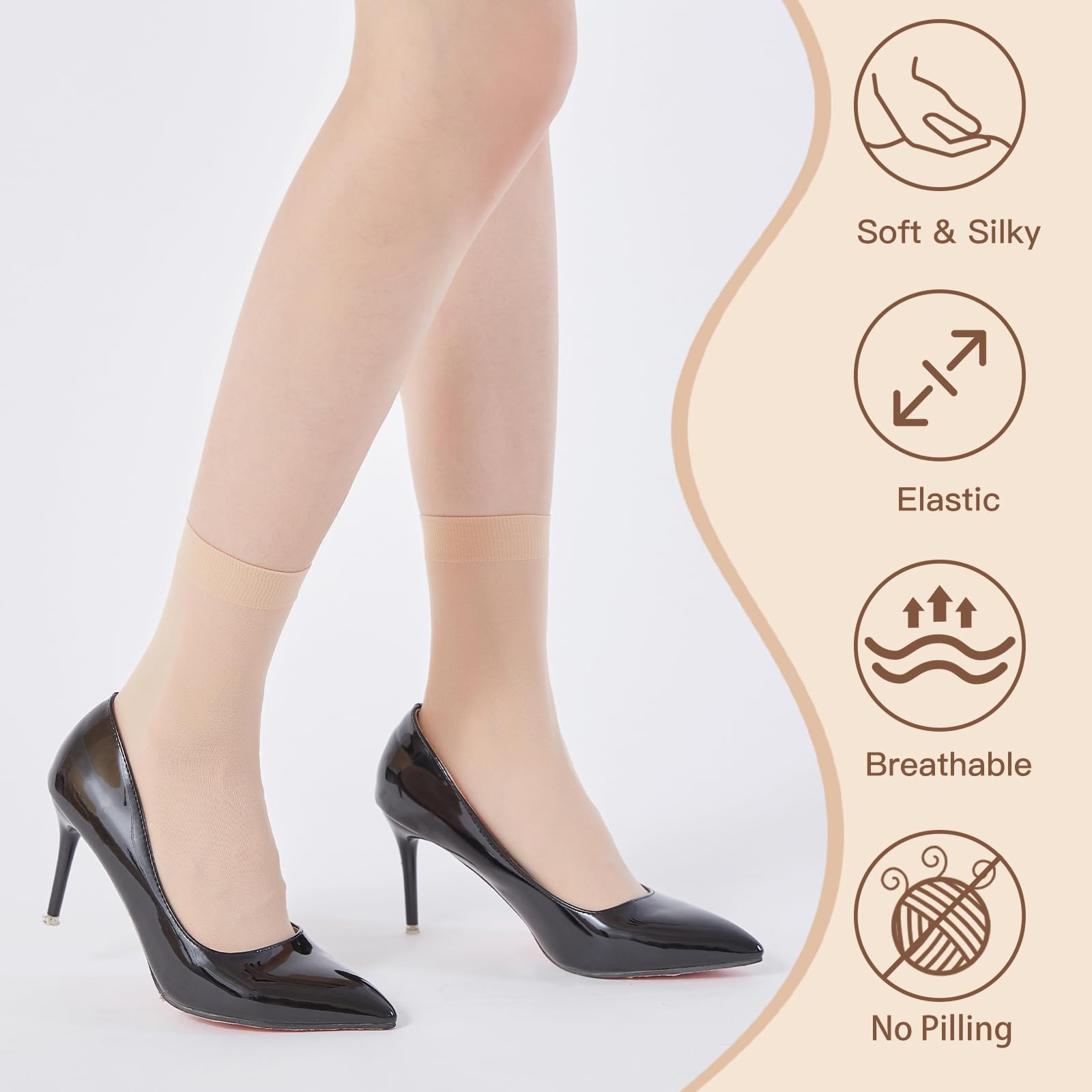 MANZI 12 Pairs Women's Ankle High Sheer Socks - Comfortable & Breathable Nylon Blend for Everyday Wear - Perfect for Work, Casual Outfits & Sneakers