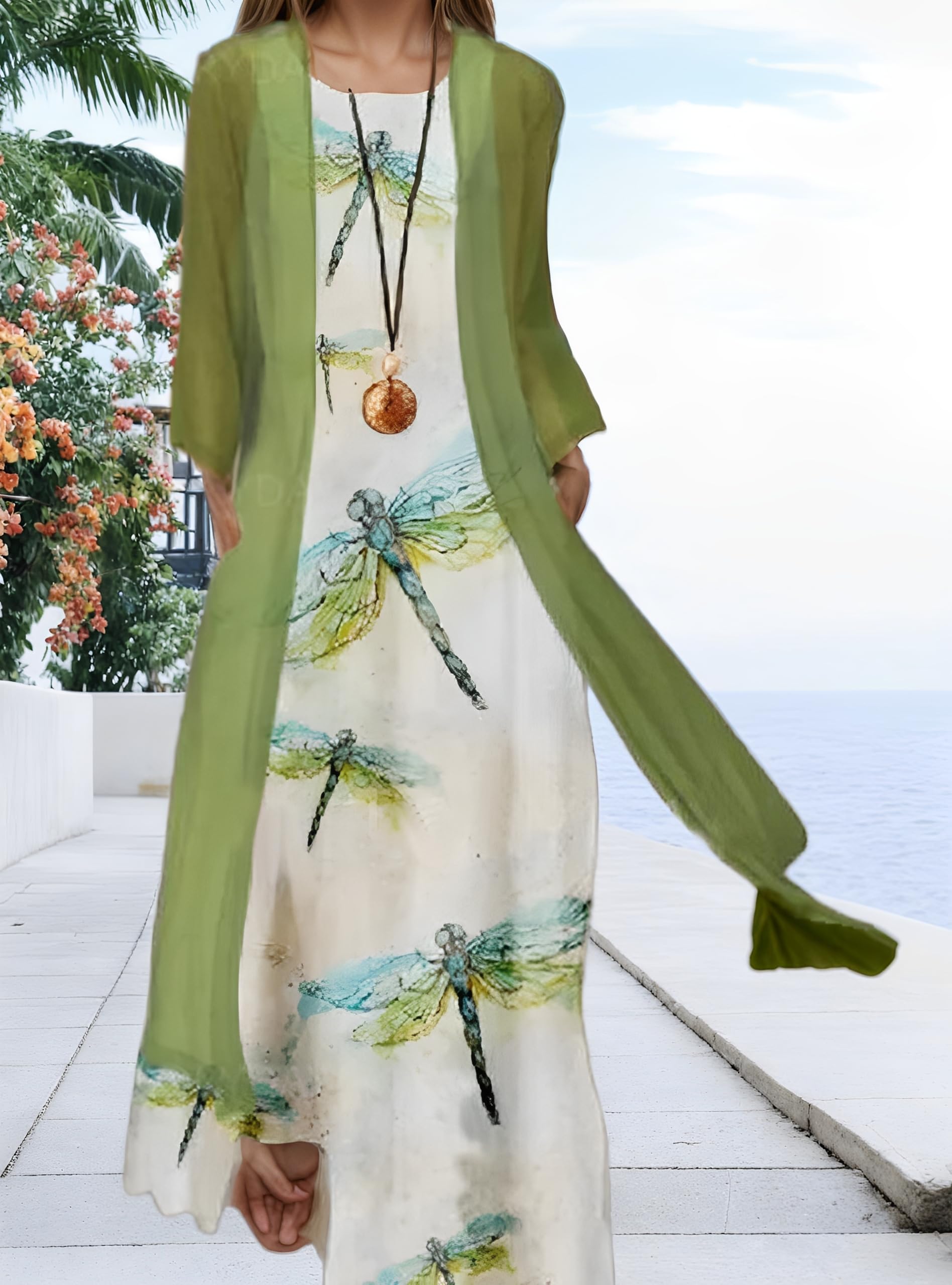 Women's Plus Size Floral Print 2-Piece Maxi Dress Set with Sleeveless Cardigan - Spring Wedding Guest Outfit & Special Occasion Dress for Women 2025 | Perfect for Garden Parties, Bridal Showers, and Formal Events