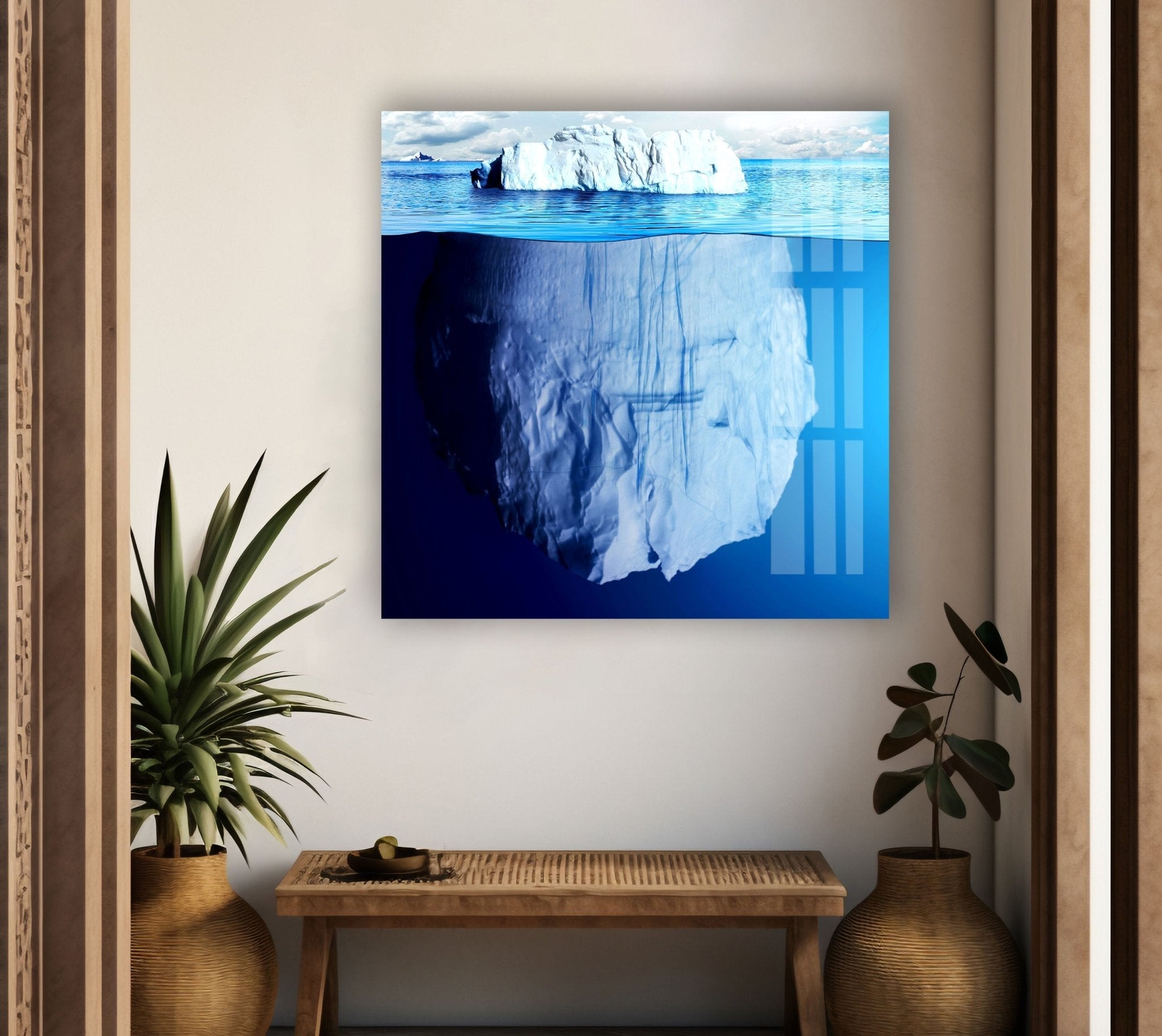 Antarctic Sea Iceberg Glass Wall Art - Stunning Handmade Ocean Decor for Living Room, Bedroom & Office - Perfect Modern Home Decor Gift
