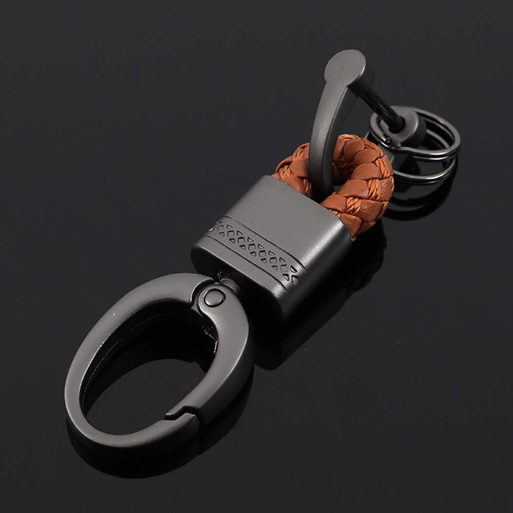 BOLLAER Premium Genuine Leather Keychain for Car, Office & Home Keys - Braided Leather Key Ring Accessory - Stylish Gift for Men & Women - Perfect for Everyday Use, Travel & Gifting
