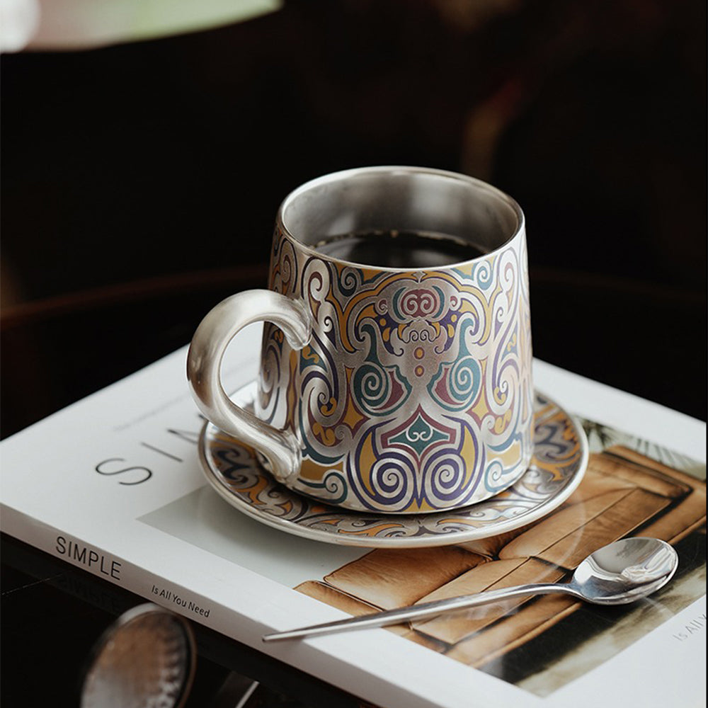 Exquisite Dunhuang Silver Plated Tea Cup - Handcrafted Chinese Artisan Tea Set for Home & Office - Perfect for Tea Ceremonies, Gifts, and Meditation Spaces