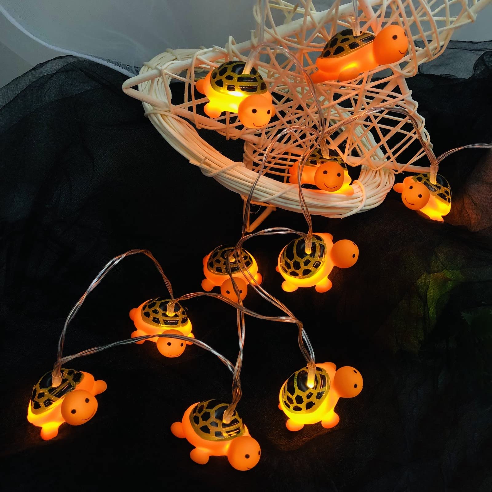 Cute Turtle Night Lights - Battery Operated LED String Lights for Kids Bedroom, Nursery, Home & Holiday Decor (10 LED, 1.65m) - Perfect for Bedtime, Birthday Parties & Christmas Tree Decorations