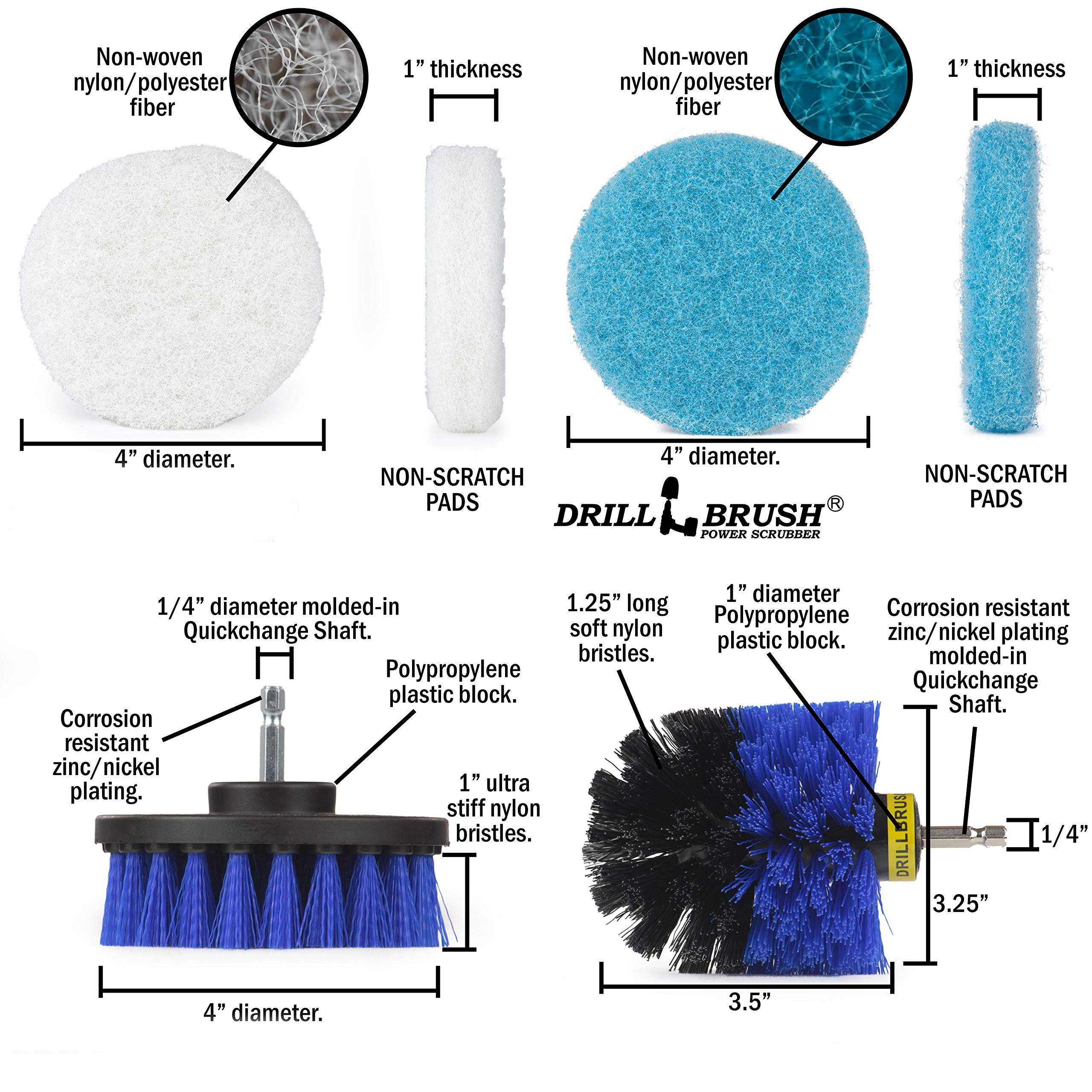 Multi-Purpose Cleaning Kit with Drill Brush & Scouring Pads - All-Purpose Cleaner for Kitchen, Stove, Cooktop, Pots, Oven, Floor & Bathroom - Heavy Duty Scrub Brush for Shower, Bathtub & Tough Stains - Ideal for Deep Cleaning Homes & Commercial Spaces