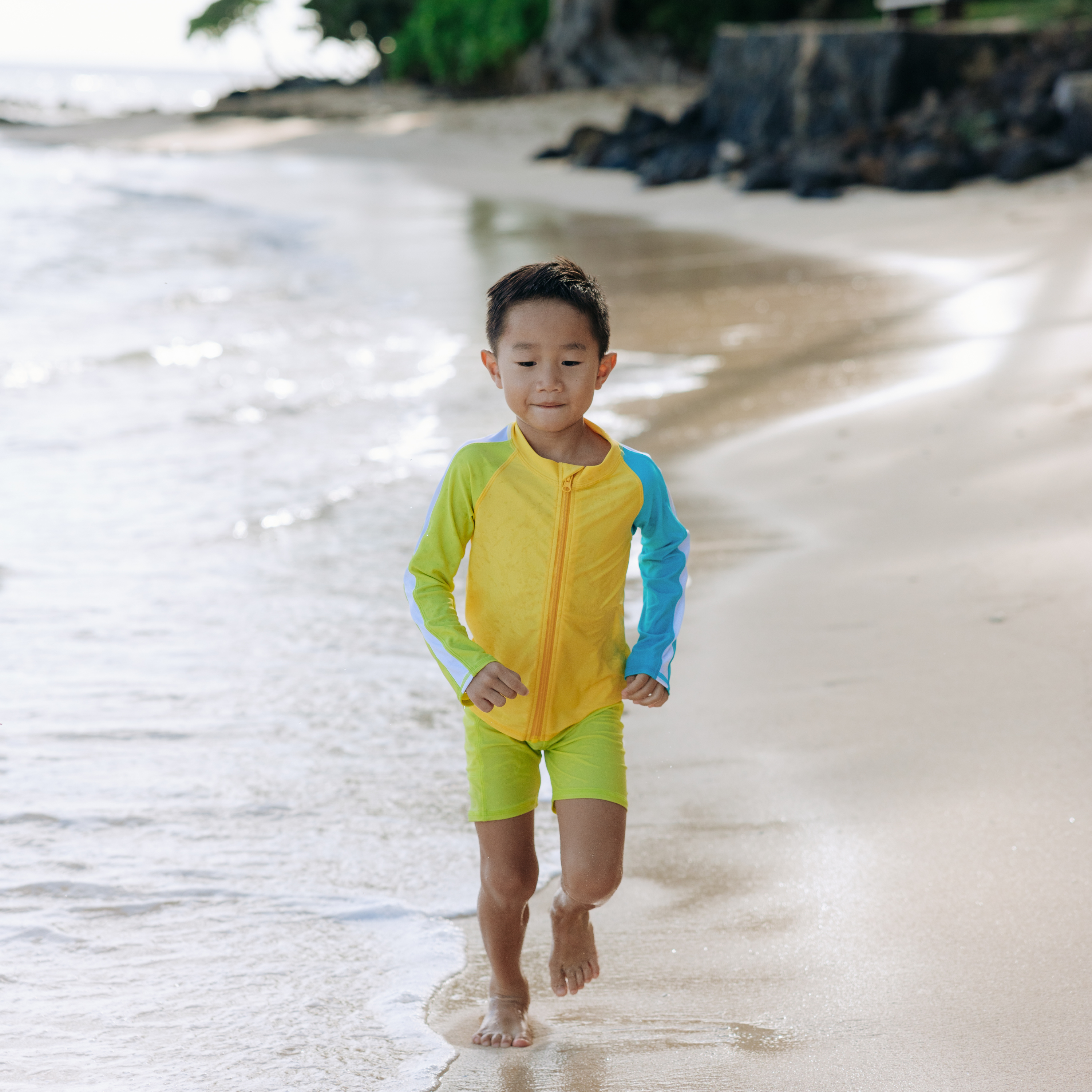 UPF 50+ Kids Long Sleeve Rash Guard Swim Shirt with Zipper - Sun Protection for Boys & Girls | Perfect for Beach, Pool & Water Sports