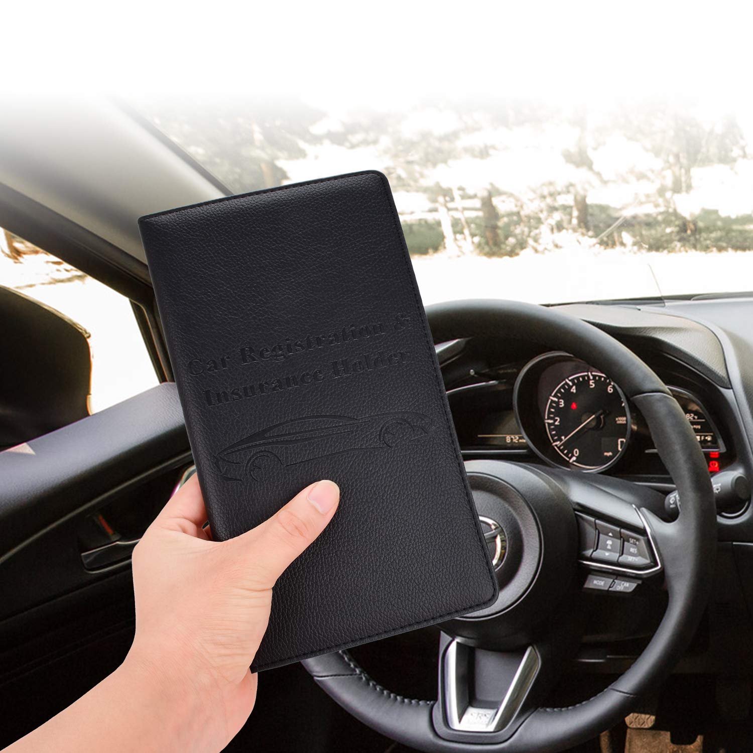 Magnetic Car Registration & Insurance Holder - Black Glove Box Organizer for Cards, Driver License & Essential Documents - Perfect for Men & Women - Ideal for Road Trips & Daily Commuting