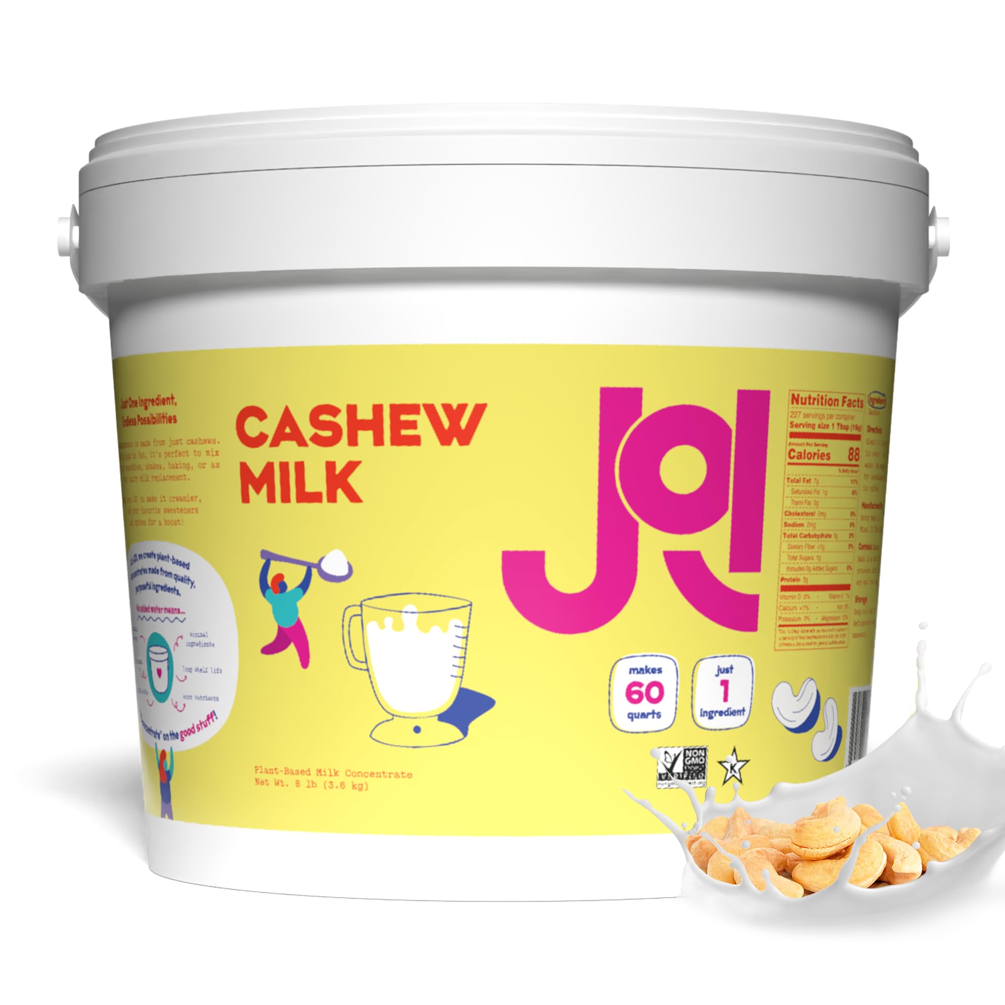JOI Unsweetened Cashew Milk Concentrate - 60 Quarts | Vegan, Kosher, Keto-Friendly, Dairy-Free, Fat-Free | Plant-Based Milk Powder for Coffee, Baking & Smoothies | Shelf-Stable Nut Milk Alternative for Home & Office Use