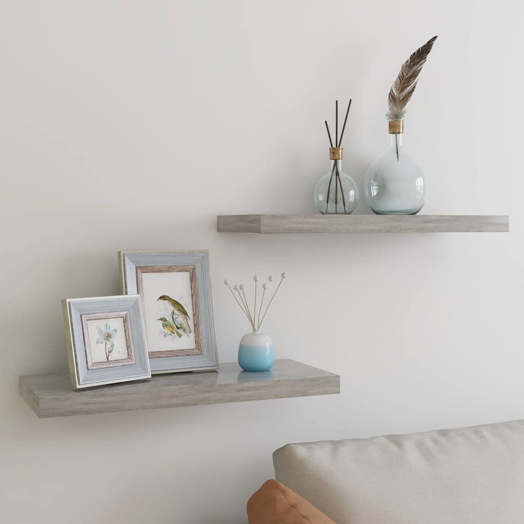 Wall Mounted Floating Shelves - Set of 2 MDF Wide Display Ledges for Home & Office (23.6