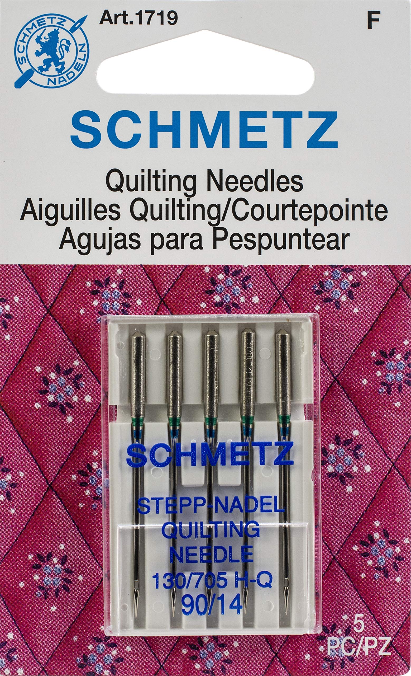 Schmetz Quilt Machine Needles Size 14/90 - 5 Pack (10 Needles) for Quilting, Sewing & Crafting - Perfect for Home DIY Projects & Professional Use
