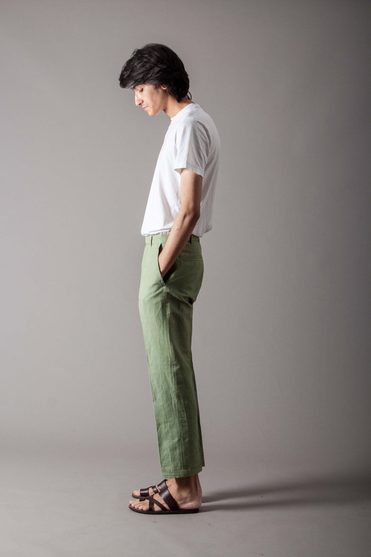 Raahi Women's Cotton Linen Trousers - Sage Green Casual Pants for Travel, Work & Everyday Wear
