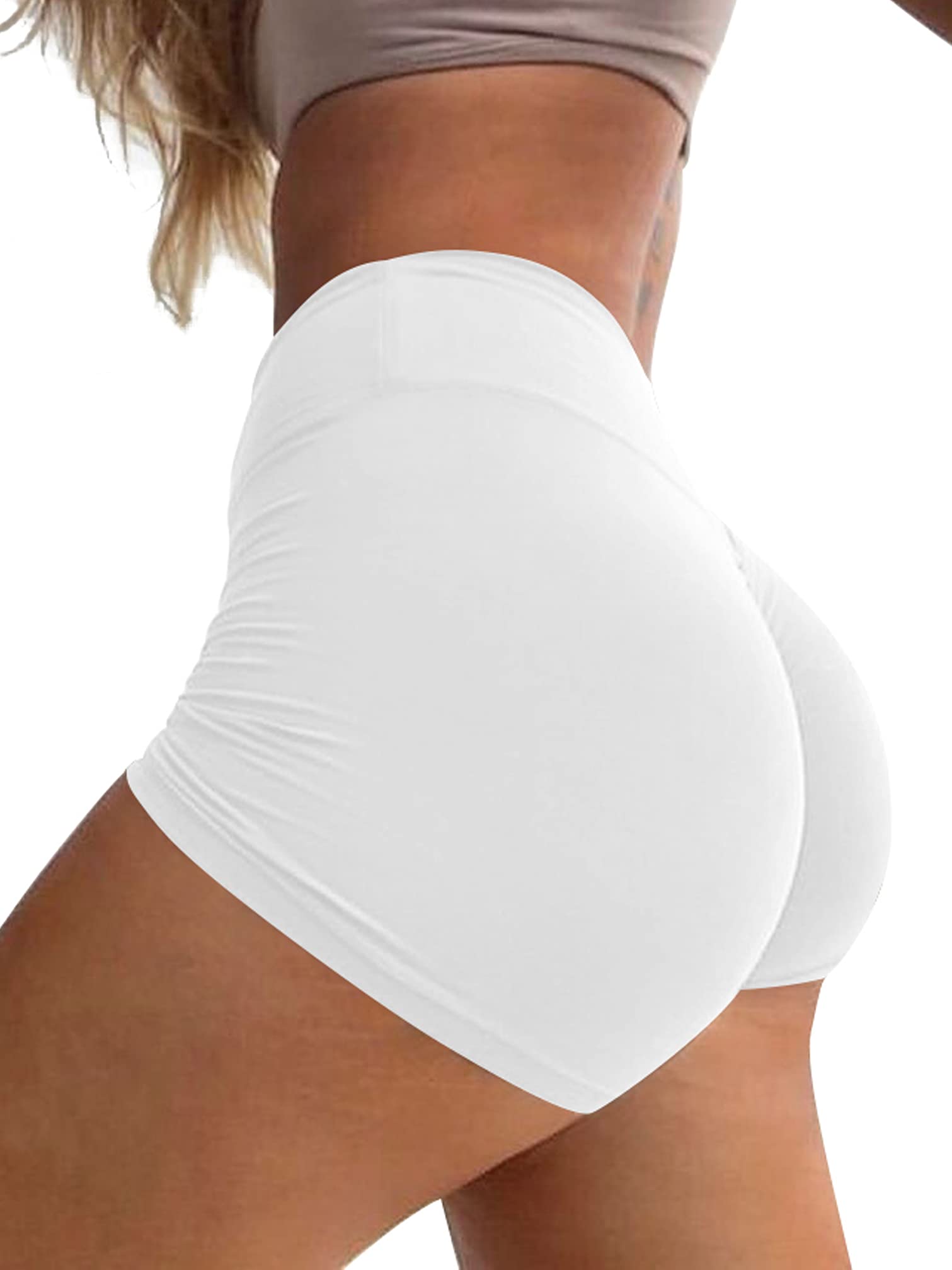 Mizoci Women's High Waisted Sexy Gym Shorts - Booty Lifting Workout Shorts with Ruched Design for Yoga, Running & Fitness Training