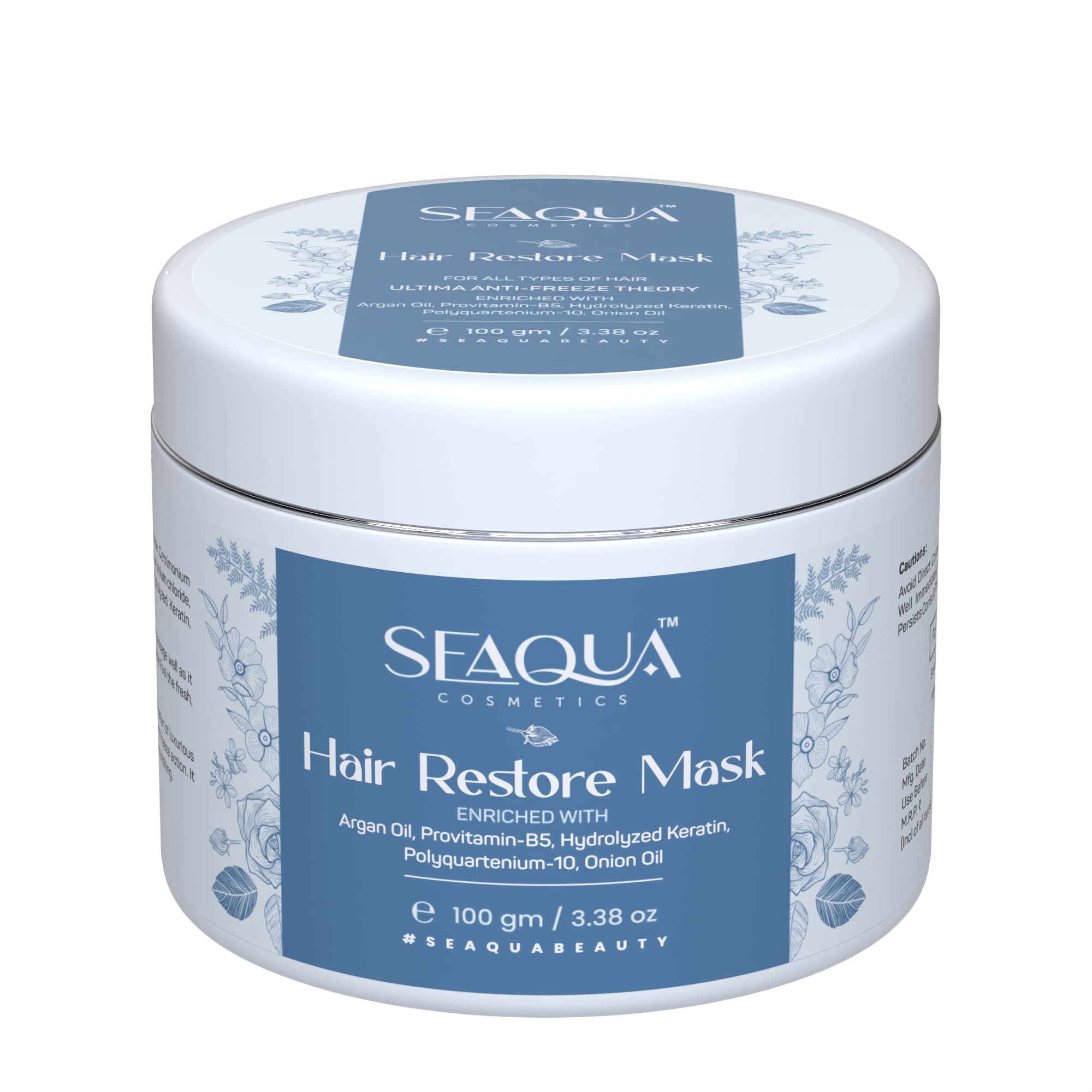 SEAQUA Hair Restore Mask - Sulfate & Paraben Free Deep Conditioning Treatment for Damaged Hair (100g) | Repairing Hair Mask for Men & Women - Perfect for Dry, Frizzy & Color-Treated Hair at Home or Salon