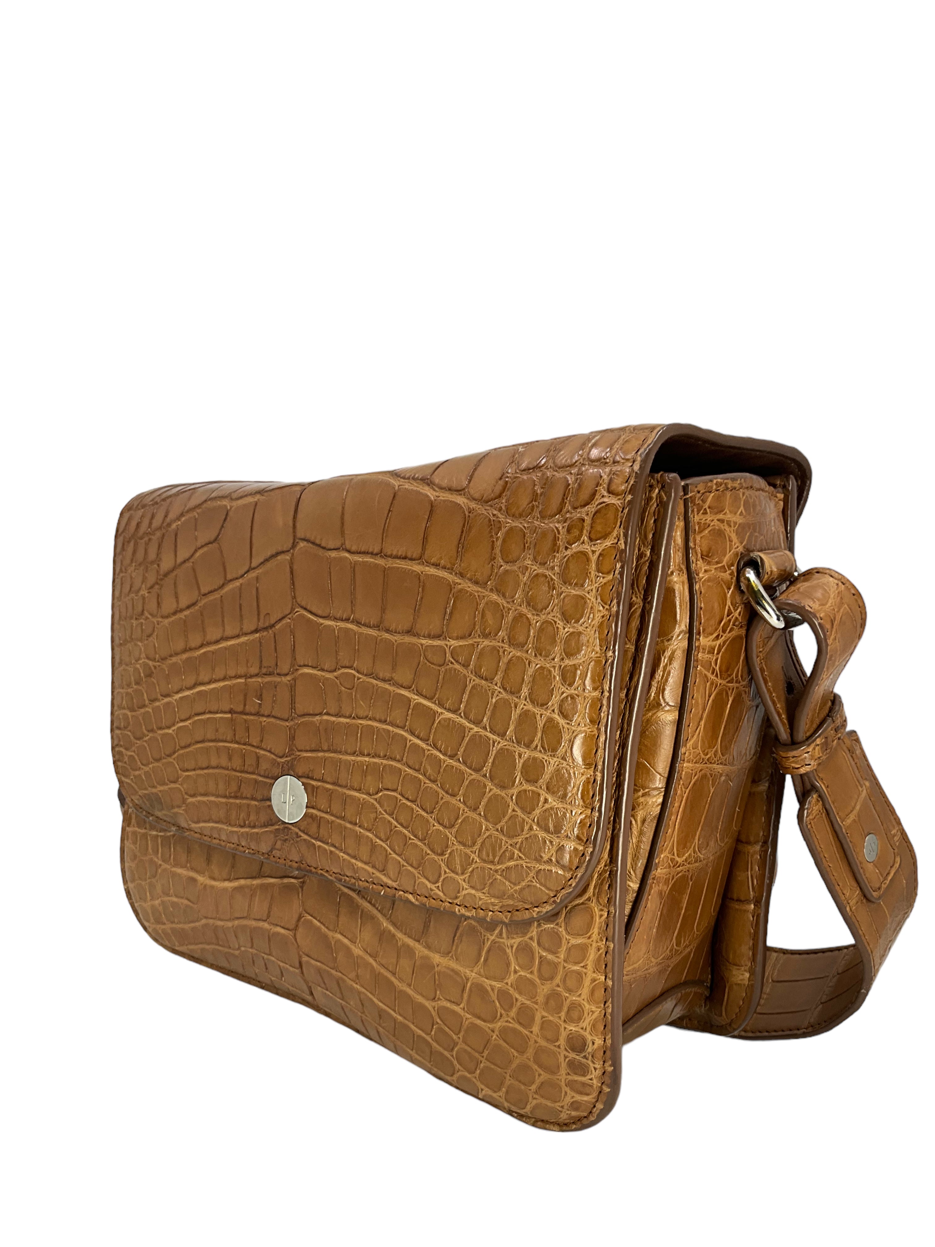 LORO PIANA Alligator Medium Flap Bag - Luxury Genuine Alligator Leather Handbag for Women | Perfect for Evening Events, Parties & Special Occasions