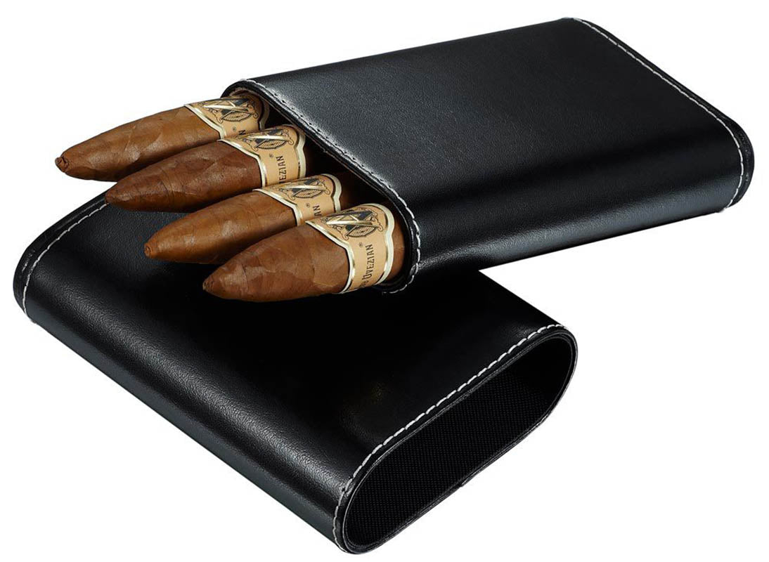 Visol Arnoldo Genuine Leather Cigar Case - Holds 4 Cigars | Premium Travel Humidor for Men | Perfect for Gifts, Business Trips & Outdoor Adventures