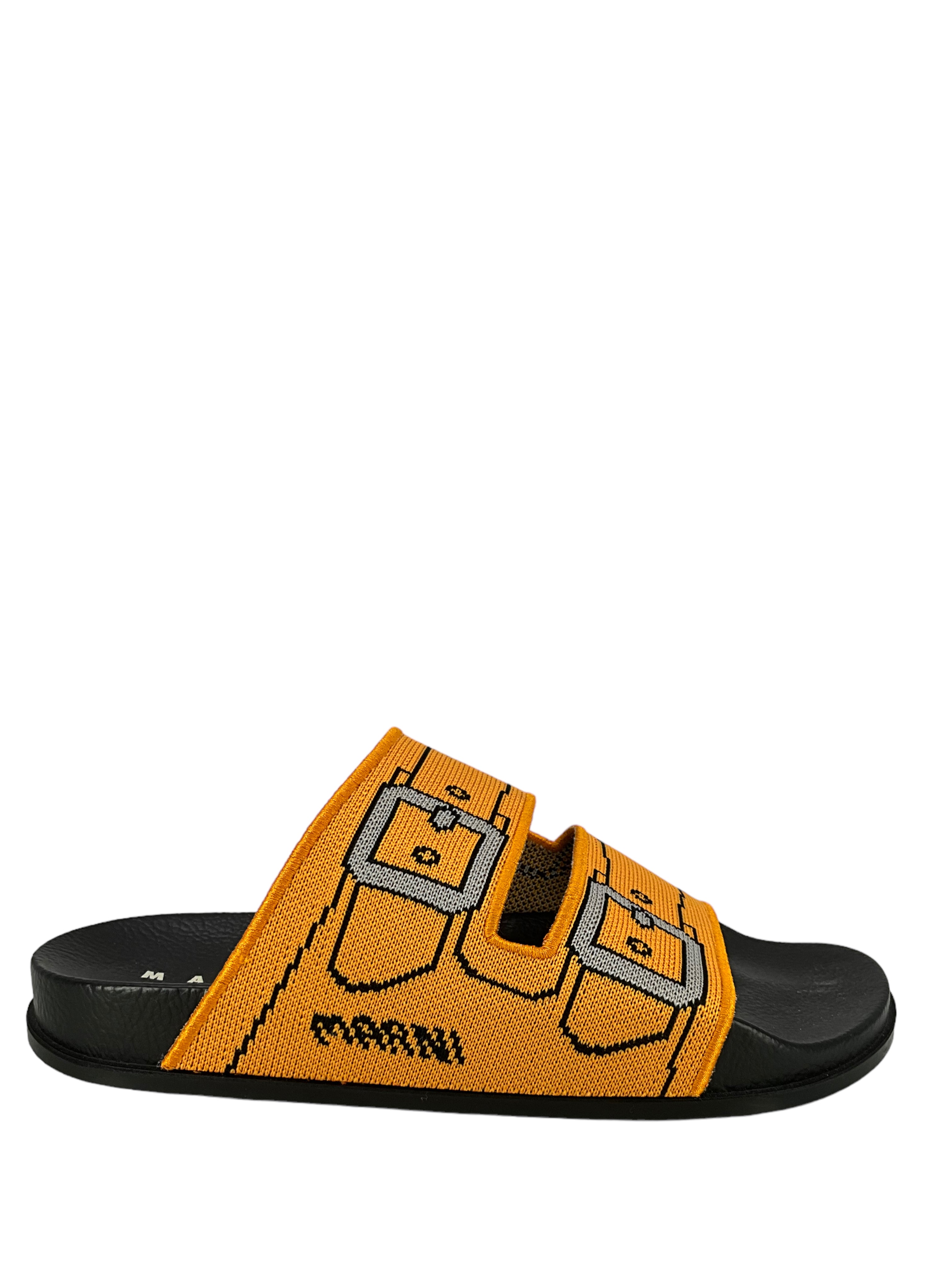 MARNI Knitted Belt Buckle Printed Birkenstock Sandals Women's Size 6 - Comfortable Summer Casual Shoes for Beach, Vacation & Everyday Wear