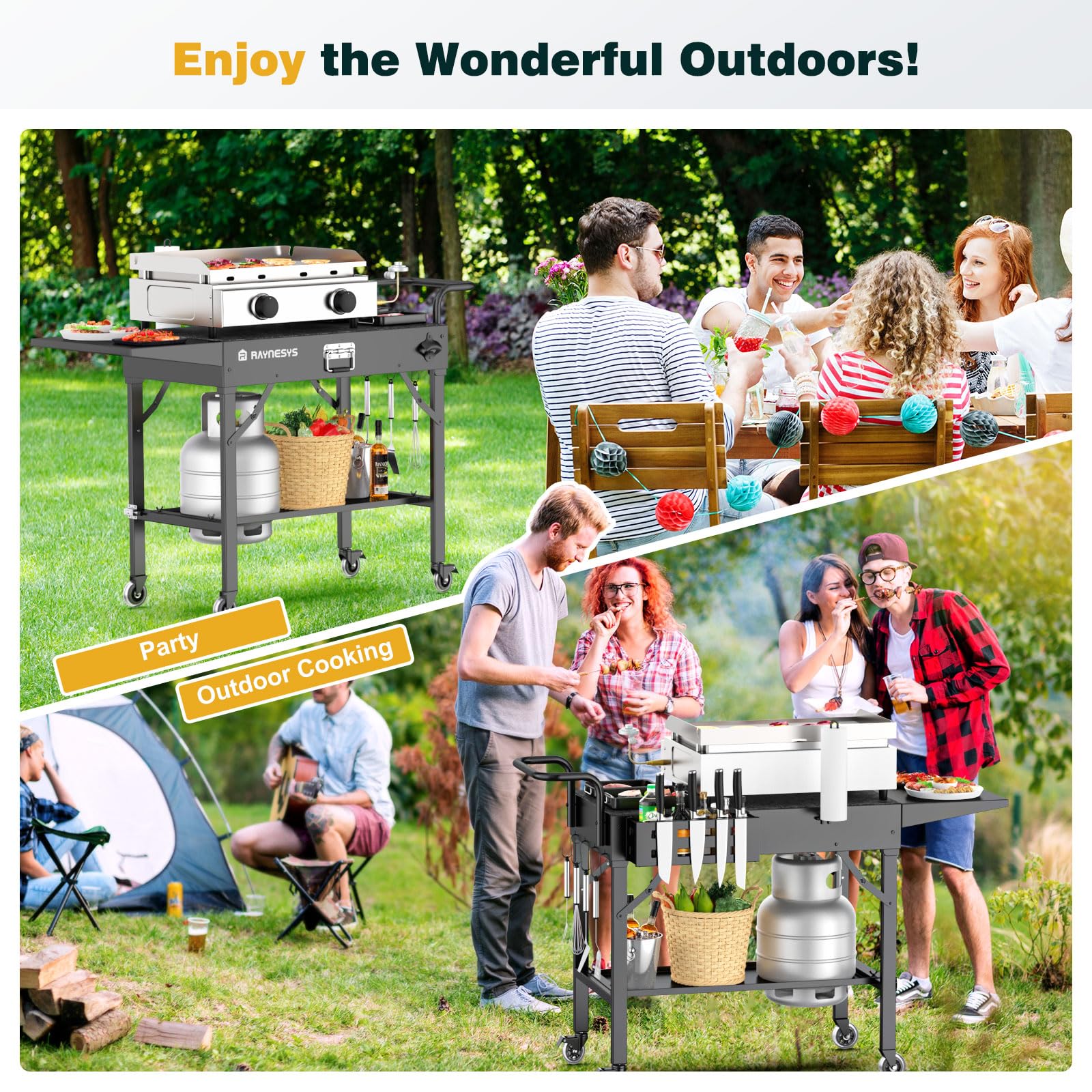 Premium Blackstone Griddle Stand - Heavy Duty 440lbs Folding Grill Cart with Wheels for Outdoor BBQ, Camping & Pizza Oven (31