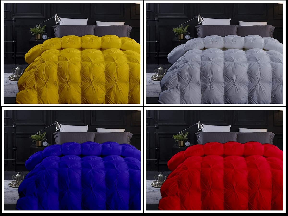 1 PC Baffle Box Pinch Pleated Comforter - 100% Egyptian Cotton 500 GSM Down Alternative Duvet Insert with 4 Corner Tabs | Fluffy & Cozy Cloud-Like Comfort | Full/Queen Size | Perfect for All-Season Bedding, Guest Rooms & Luxury Hotels