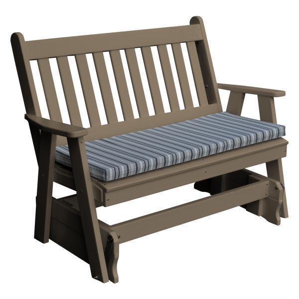 A & L Furniture Poly Traditional English Glider - Classic Rocking Chair for Nursery, Porch & Living Room - Comfortable Patio & Indoor Seating for Relaxation & Nursing