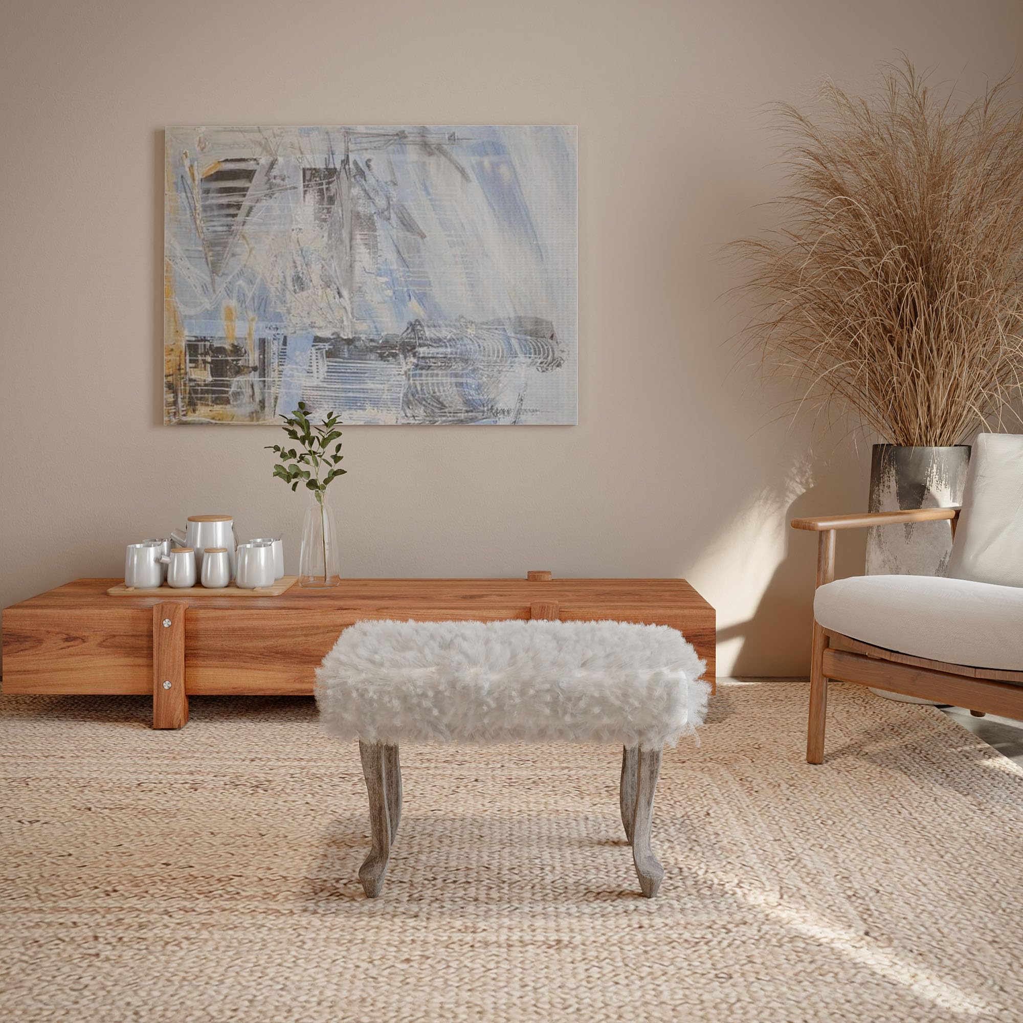 Cortesi Home Harlow Bench Ottoman - 26 Inch White Storage Bench with Cushion | Perfect for Bedroom, Living Room & Entryway Seating
