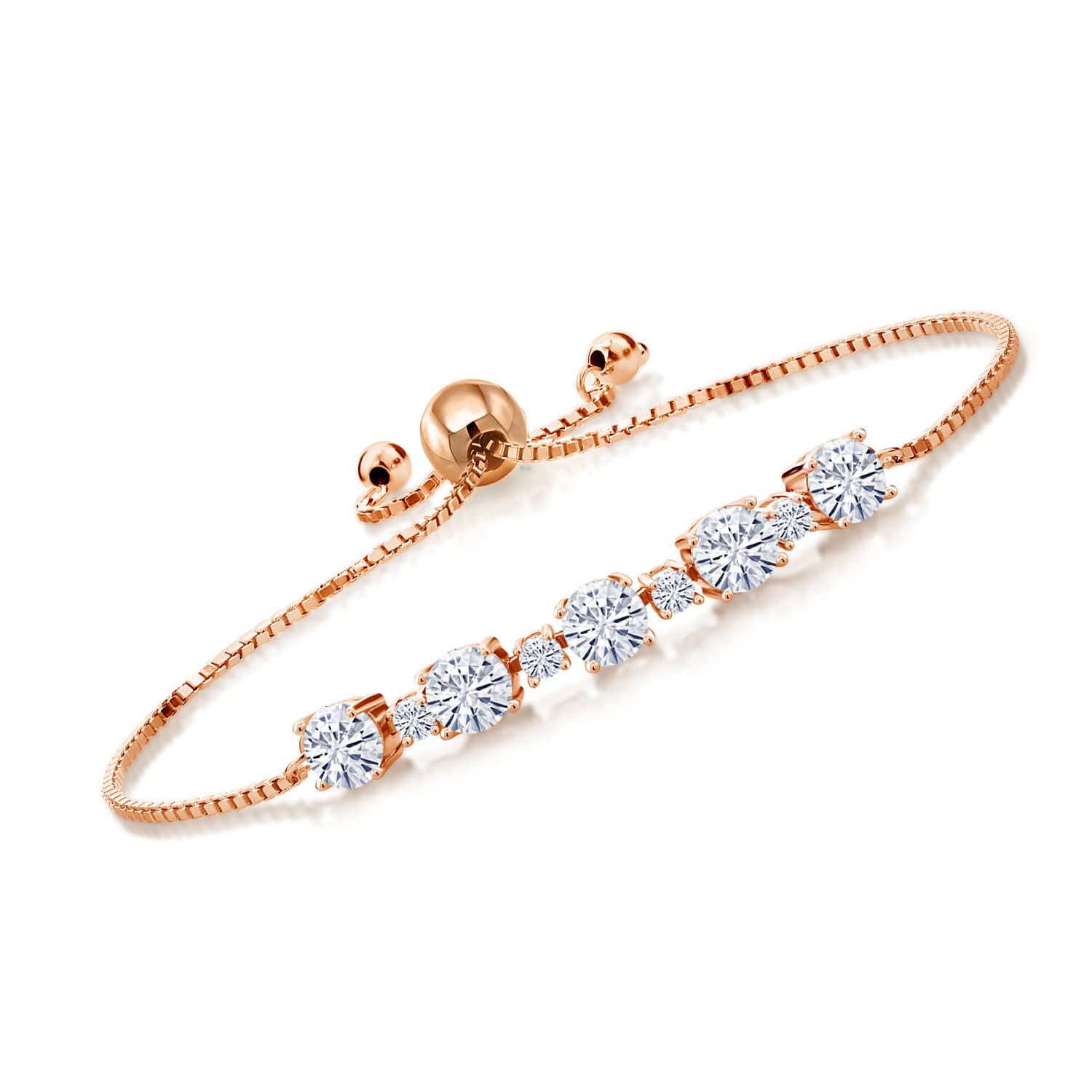 18K Rose Gold Plated Sterling Silver Bracelet Set with 2.76ct GH Moissanite Gemstones - Elegant Jewelry Gift for Women, Perfect for Weddings, Anniversaries & Special Occasions