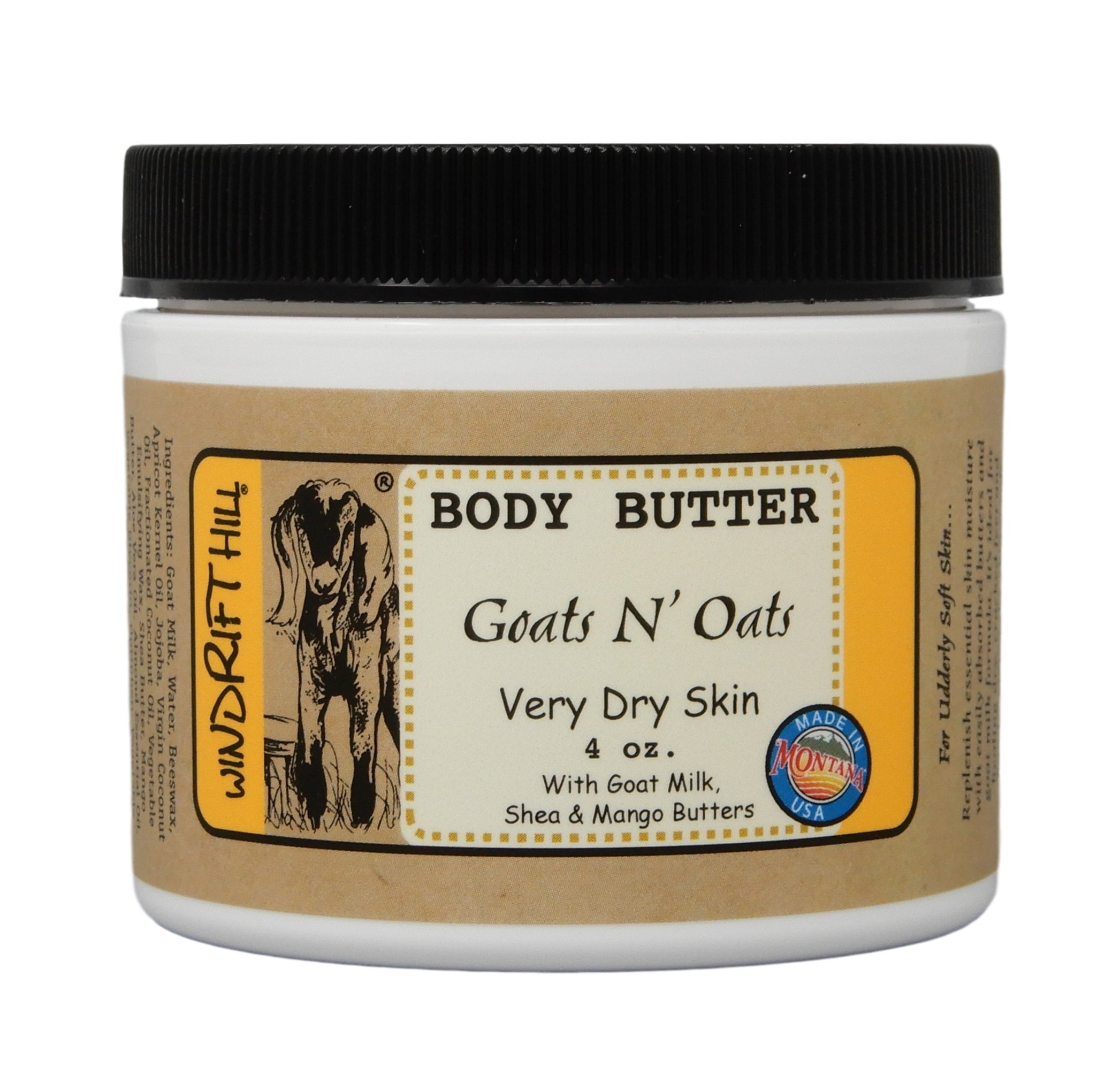 Windrift Hill Goats N' Oats Body Butter - 4 oz Moisturizing Cream for Dry Skin | Perfect for Winter Care & Daily Hydration
