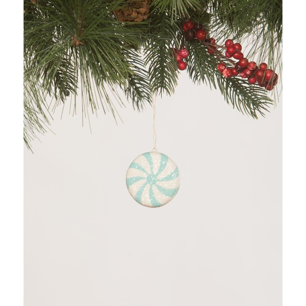 Bethany Lowe Designs Aqua Peppermint Ornament - Handcrafted Holiday Decor for Christmas Tree, Gift Giving & Festive Home Decor