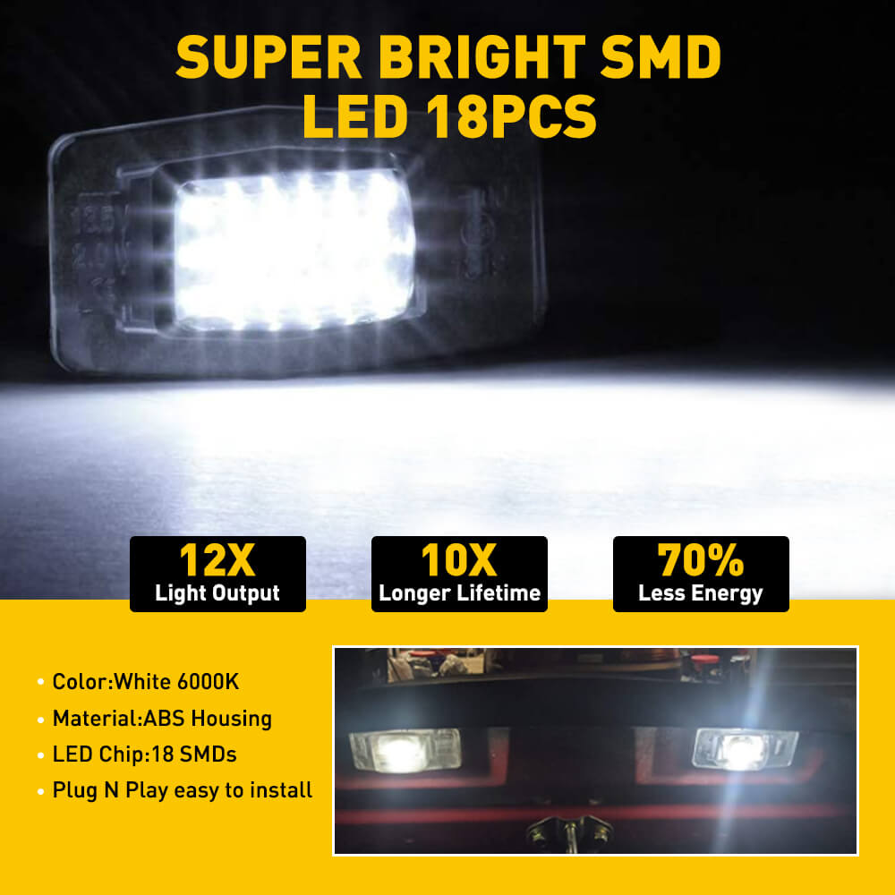 18 SMD LED License Plate Light 6000K White - Compatible with Ford, Mercury, Mazda - Bright & Durable Tag Light Assembly - Perfect for Night Driving & Enhanced Vehicle Style