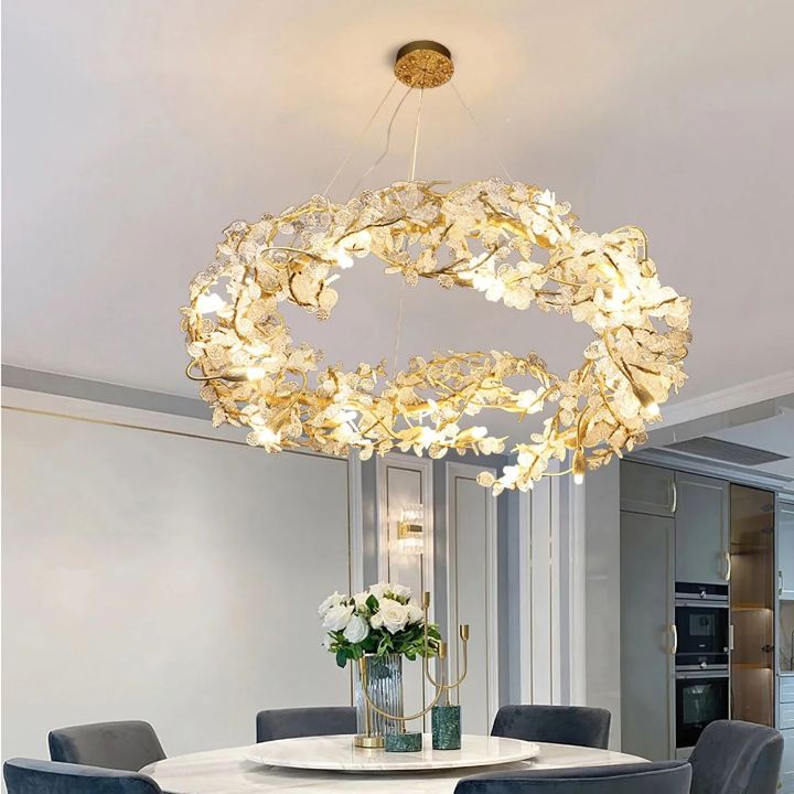 Aurea Modern Chandelier - Elegant Crystal Ceiling Light Fixture for Dining Room, Living Room & Bedroom | Energy Efficient LED Lighting | Perfect for Home Decor & Interior Design