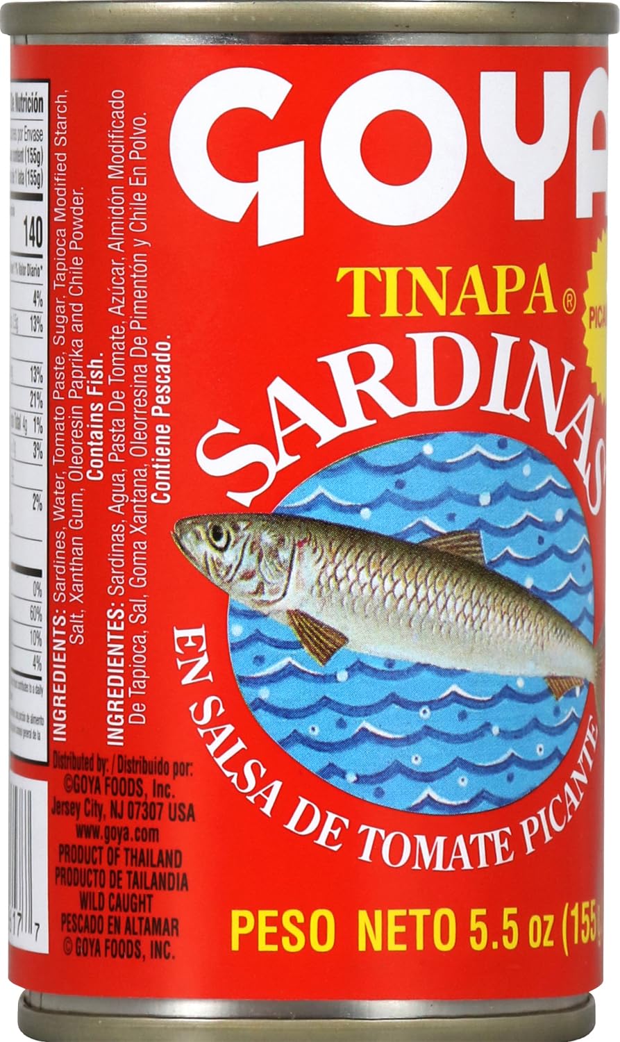 Goya Foods Sardines in Hot Tomato Sauce, 5.5 Ounce (Pack of 50) - Premium Canned Fish for Cooking, Snacks & Emergency Food Storage