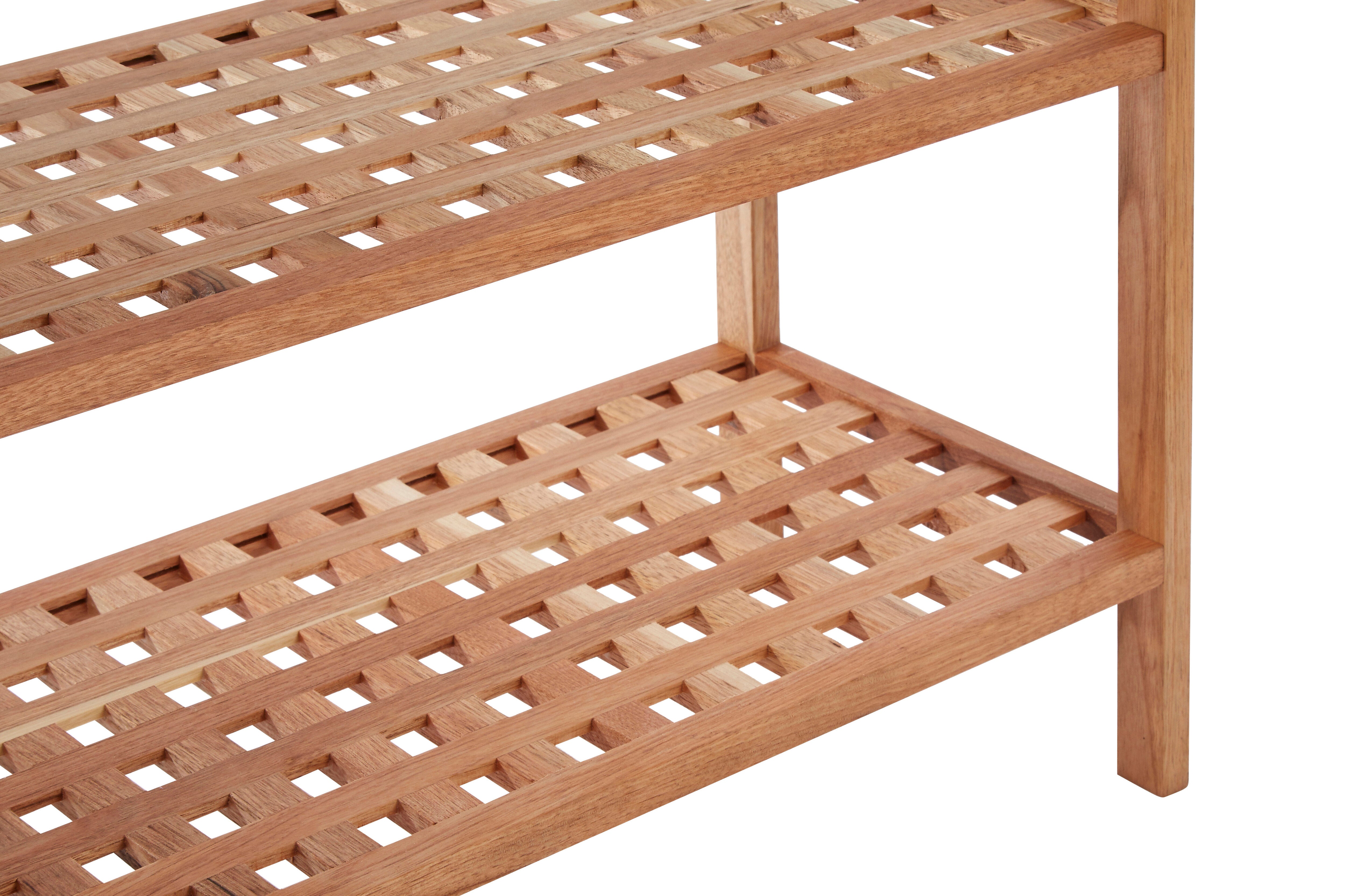 ARLA 2-Tier Wooden Shoe Rack with Grid Design - Space Saving Entryway Organizer for Shoes, Boots & Sandals - Perfect for Hallway, Closet & Bedroom Storage