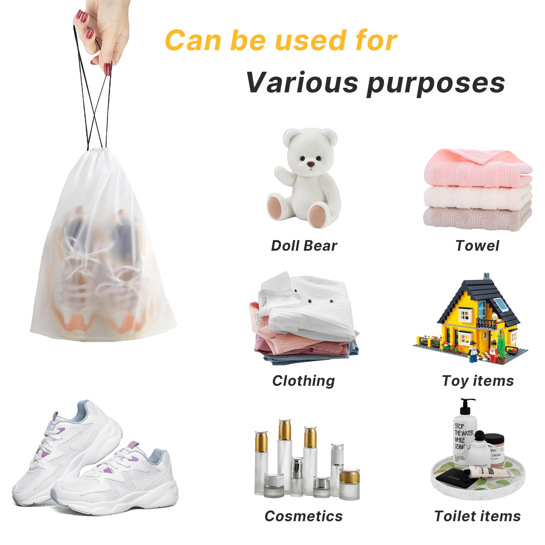 Hoewina 8-Pack Clear Shoe Bags for Travel - Large Transparent Shoe Storage (11.8