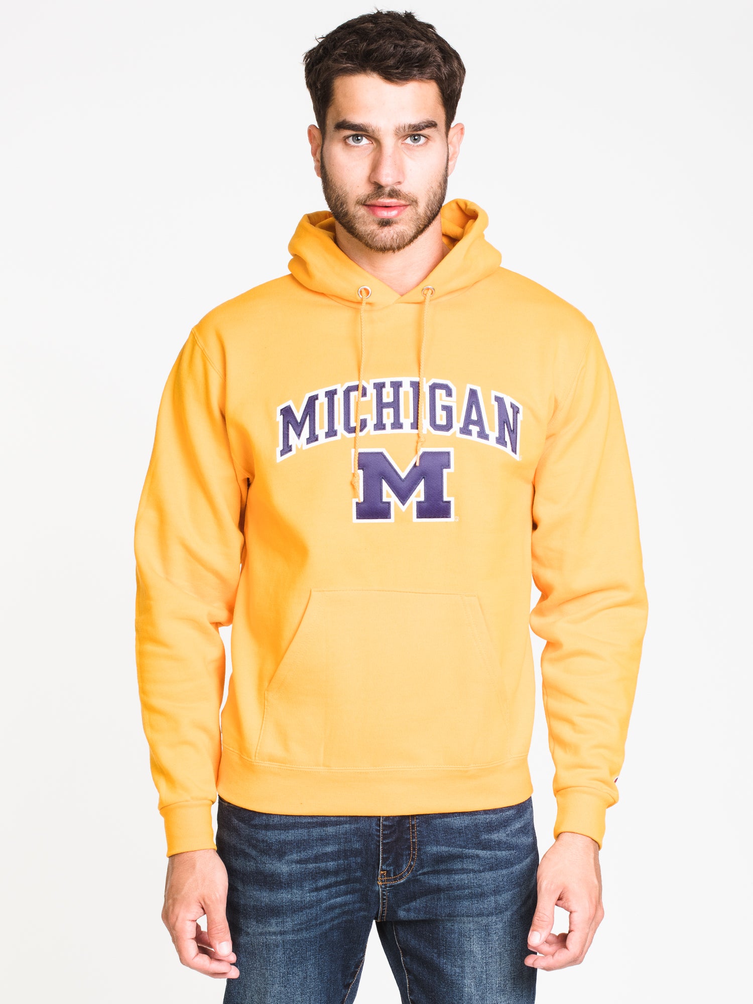 Champion Eco Powerblend Michigan University Hoodie - Men's & Women's Pullover Sweatshirt for College Fans | Cozy Fleece Loungewear for Campus, Gym & Casual Outfits