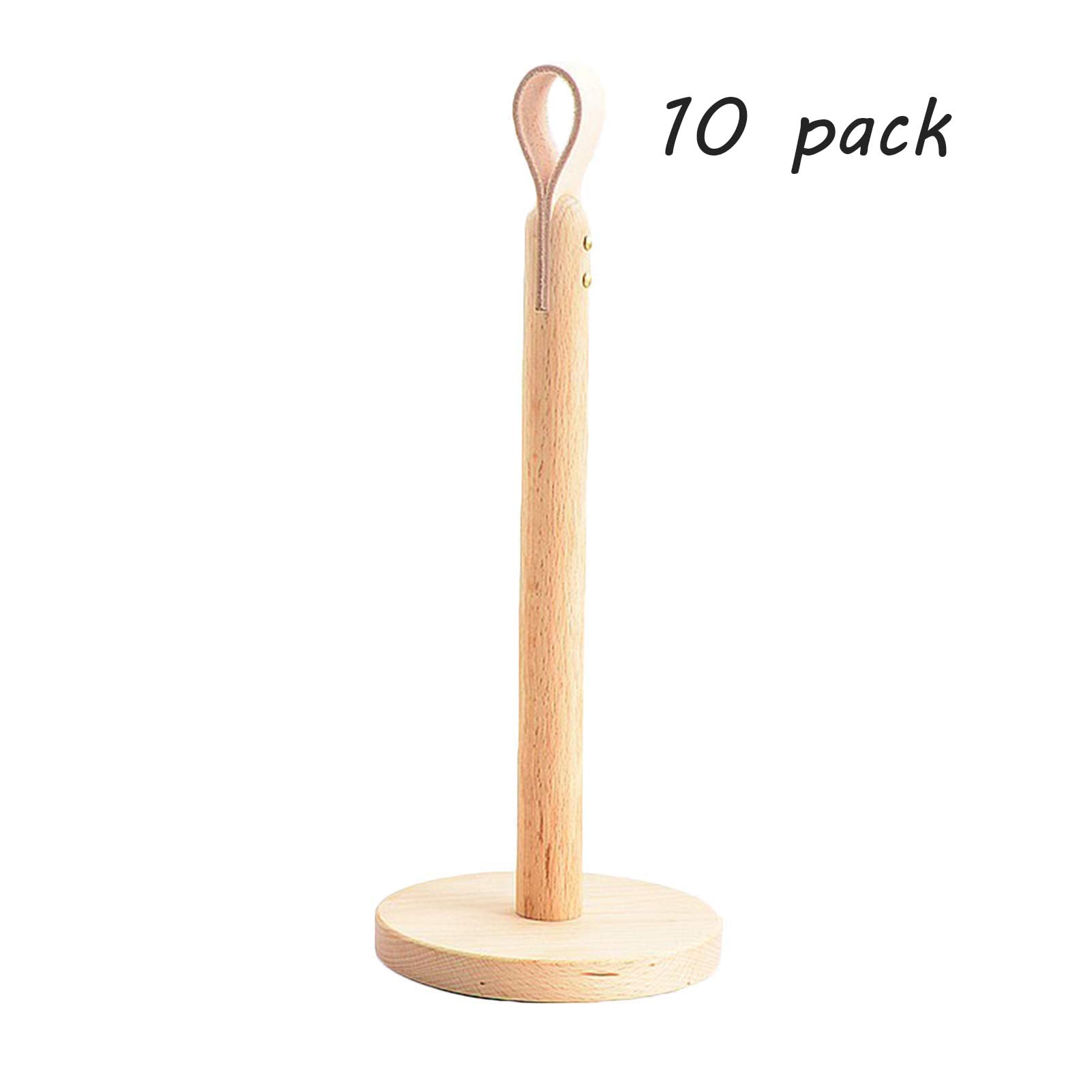Wooden Paper Towel Holder with Leather Handle - Countertop or Wall Mount for Kitchen, Dining & Living Room - Beech Color - Perfect for Home, Office & RV Use