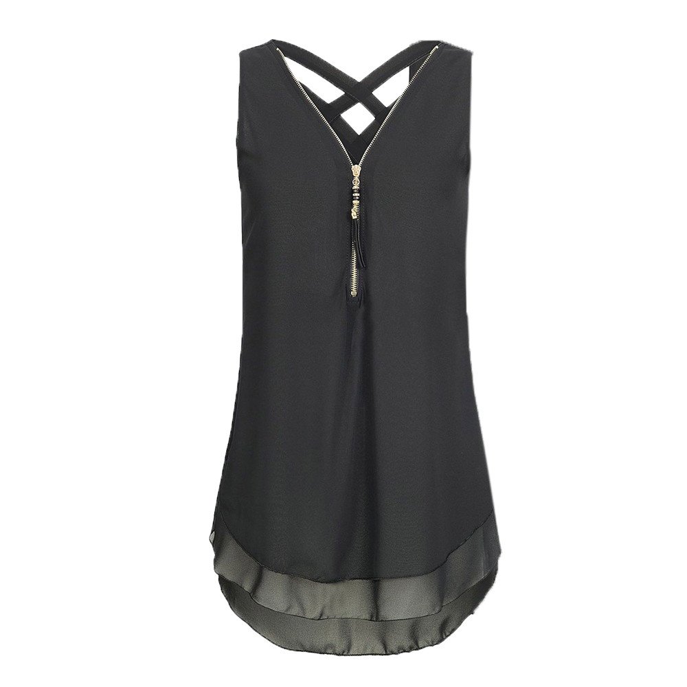 Women's Loose Sleeveless Cross Back Tank Top with V-Neck & Layered Hem - Casual Summer Tops for Yoga, Beach & Everyday Wear