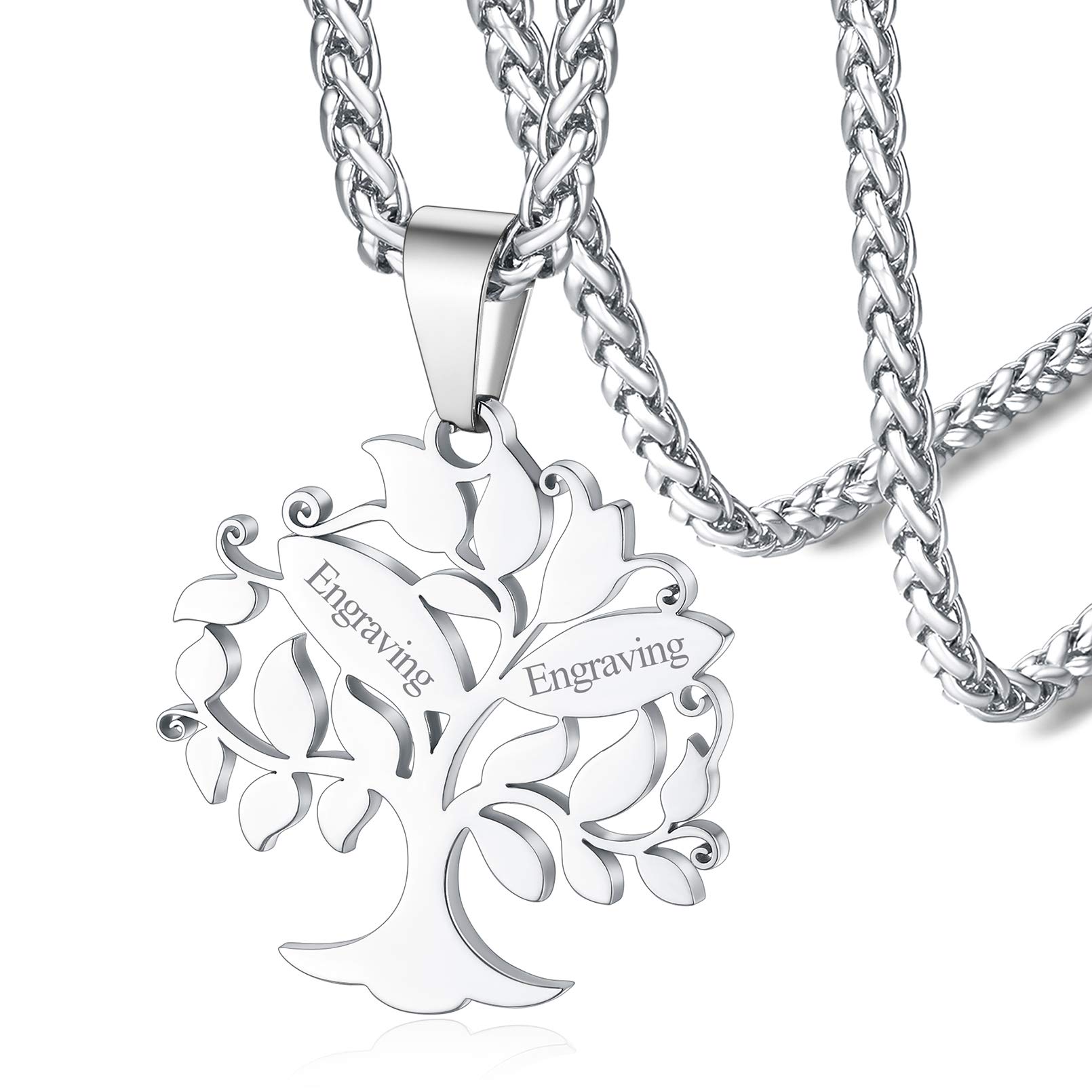 FaithHeart Custom Name Jewelry - Personalized Tree of Life Necklace for Women & Men, Engraved Family Necklace with 2-7 Birthstones, Unique Gift for Mom & Grandmother (Elegant Gift Packaging) | Perfect for Anniversaries, Birthdays & Mother's Day
