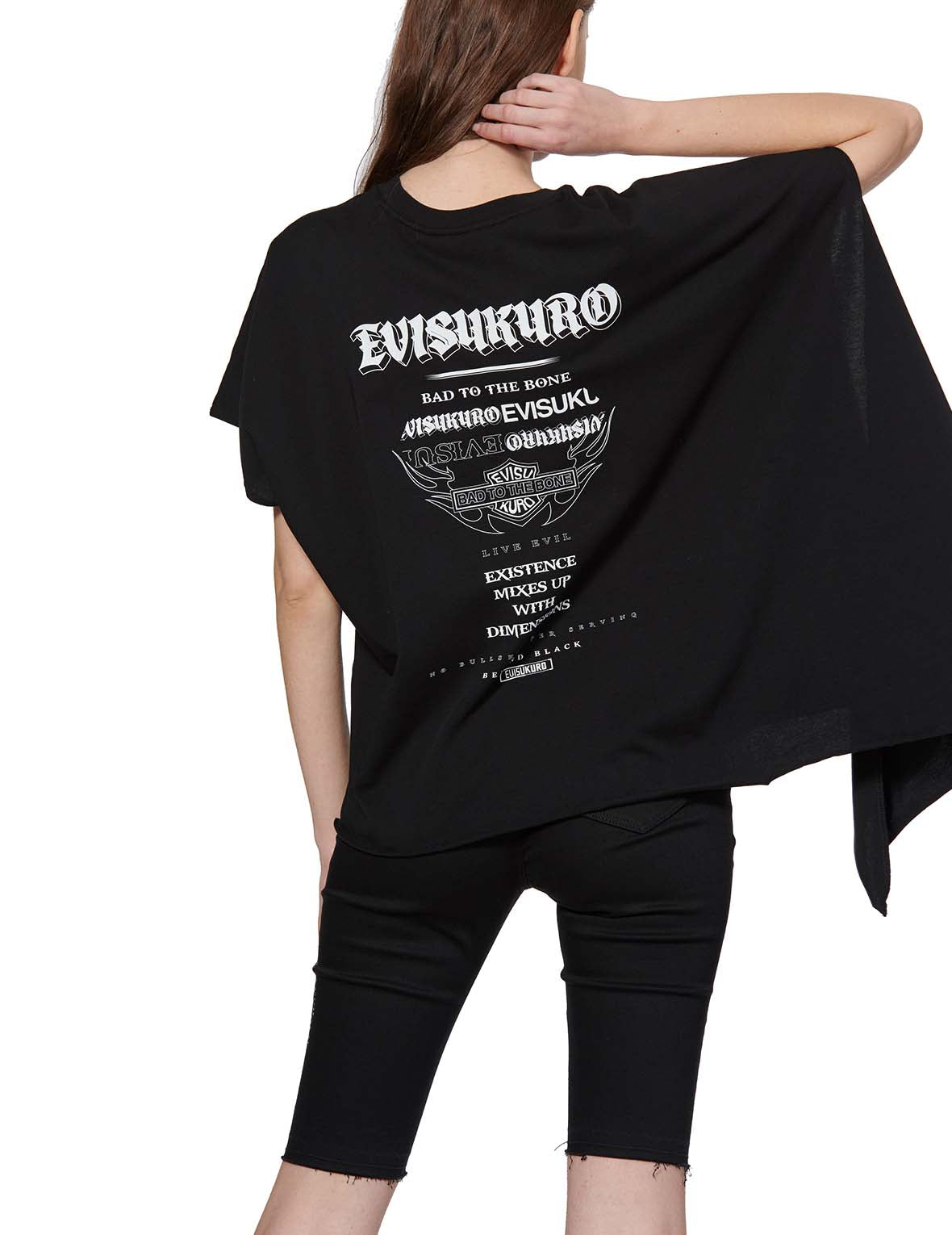 Trendy Asymmetrical Sleeve Graphic T-Shirt for Women - Casual Streetwear Fashion Top for Everyday Wear & Outfits