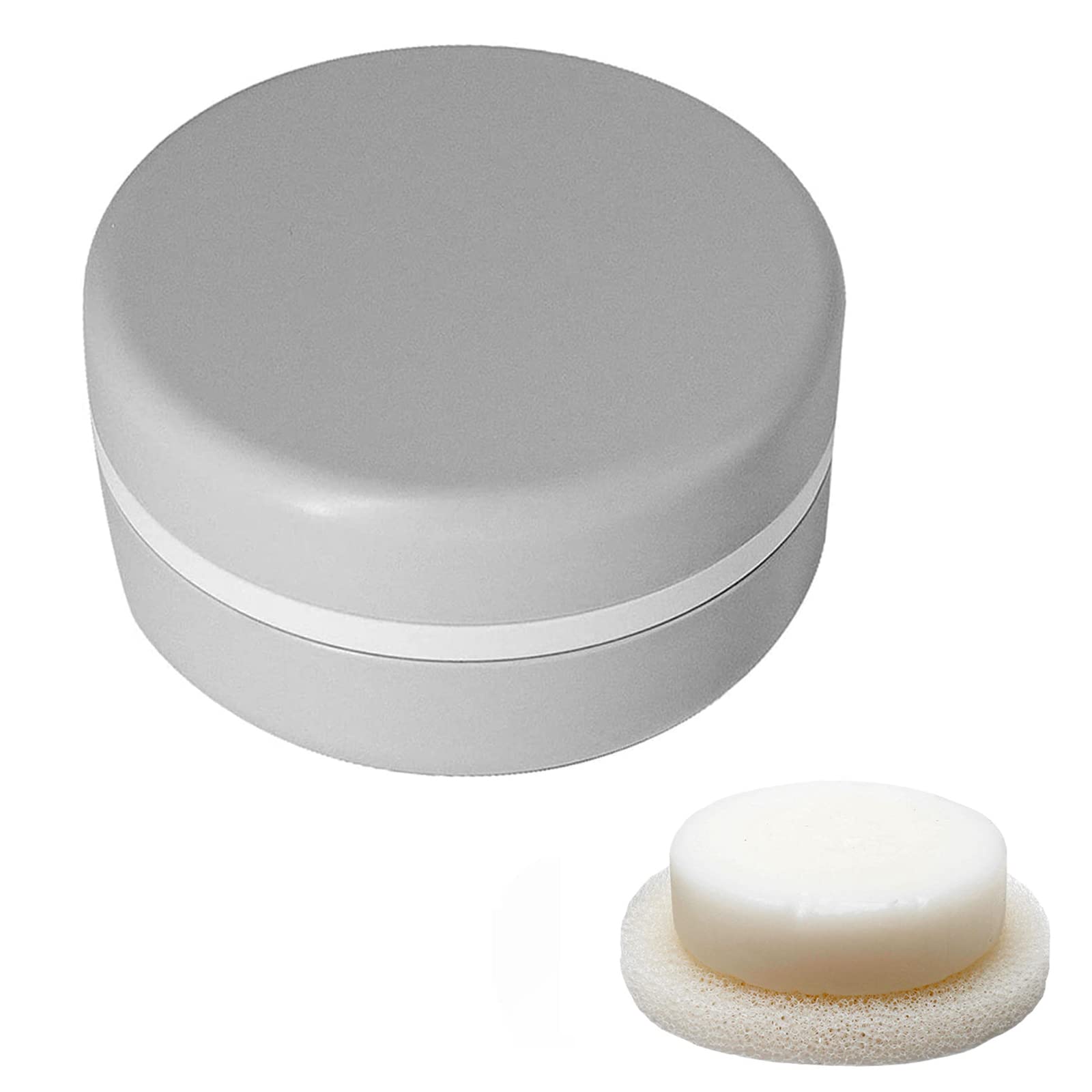 Portable Travel Soap Container with Lid - Leakproof Round Soap Dish Holder Includes 2 Sponges | Perfect for Business Travel, Camping, Hotels & Home Bathroom Use