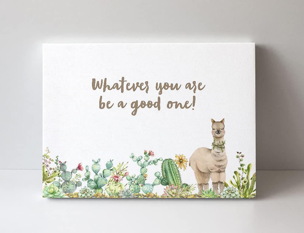 Llama Canvas Wall Art - Nursery Decor with Inspirational Quotes for Baby & Mum Gifts - Perfect for Playrooms & Baptisms