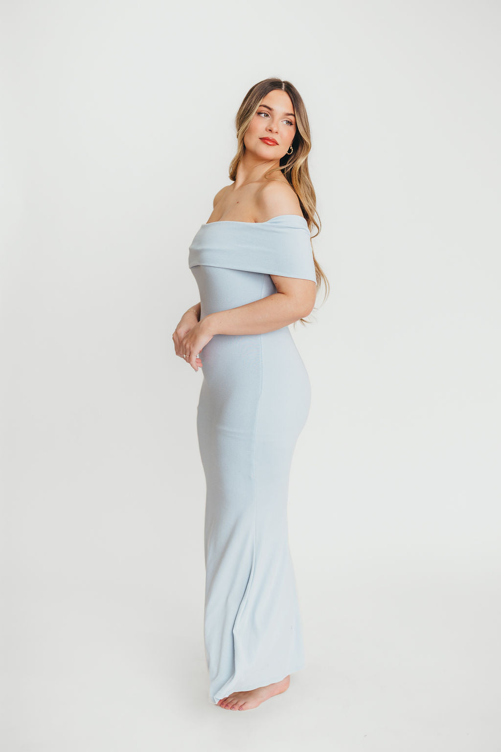 Monroe Maxi Dress in Blue - Bump Friendly Maternity Dress for Women | Flowy Summer Dress for Pregnancy, Beach, Vacation & Special Occasions