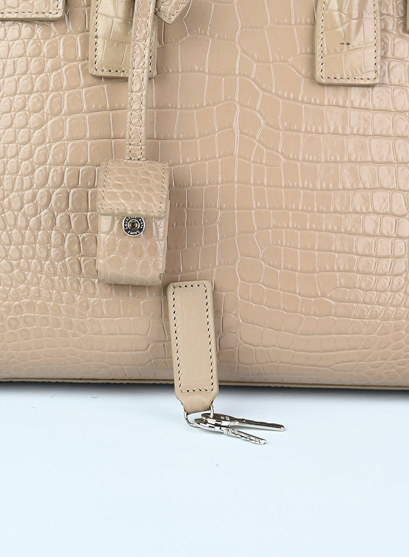 Saint Laurent Sac de Jour Baby Handbag in Tortora - Luxury Leather Tote Bag for Women, Perfect for Work, Travel & Everyday Use
