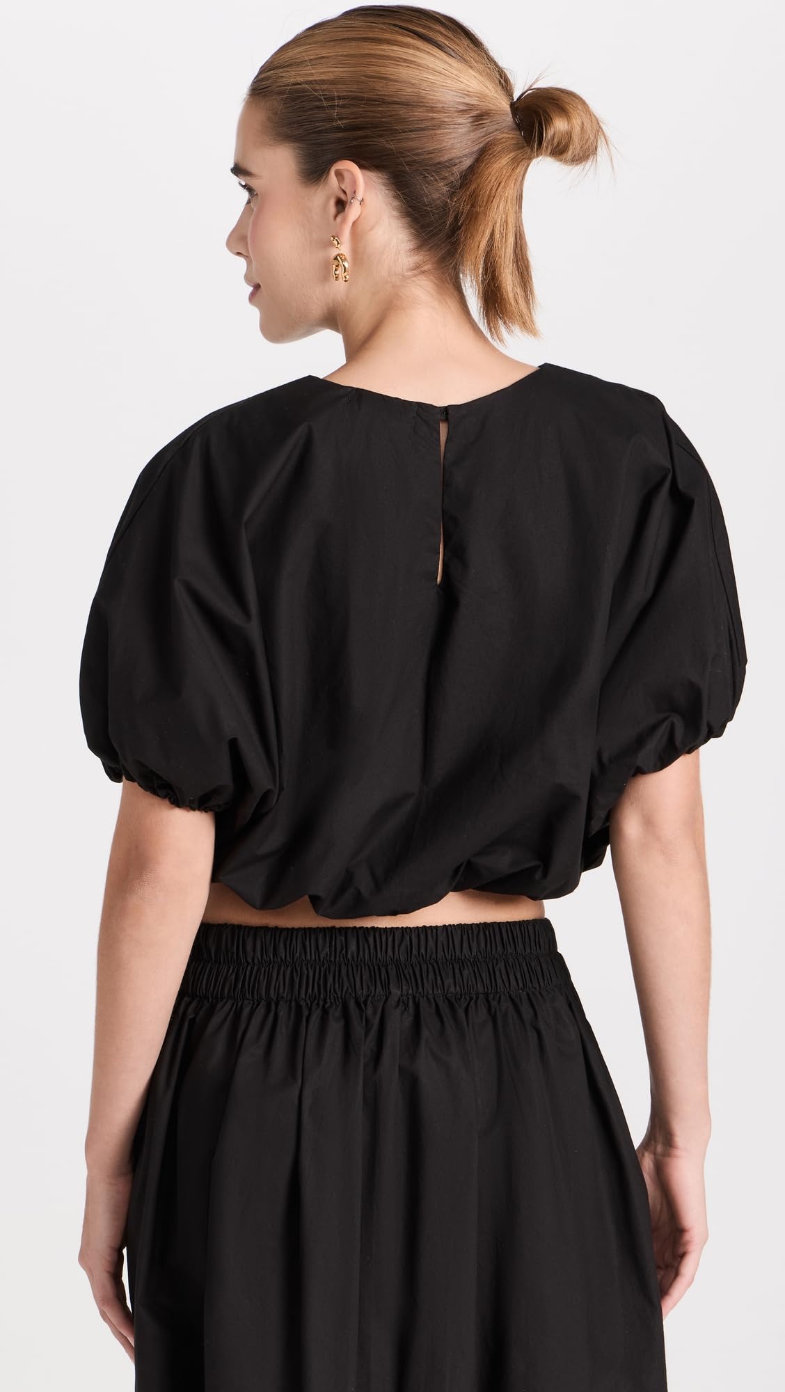 Women's Stylish Opihi Bubble Sleeve Crop Top - Trendy Summer Blouse for Casual Outings, Beach Vacations & Date Nights