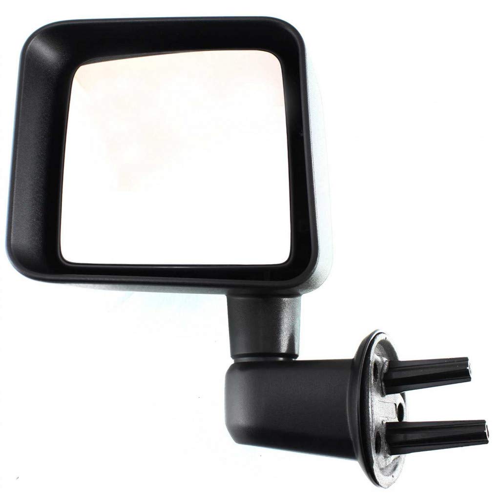 Jeep Wrangler JK 2007-2010 Manual Folding Textured Black Door Mirror Replacement for Driver Side | Non-Heated | Fits Part #55077967AC & CH1320271 | Perfect for Off-Roading & Daily Driving