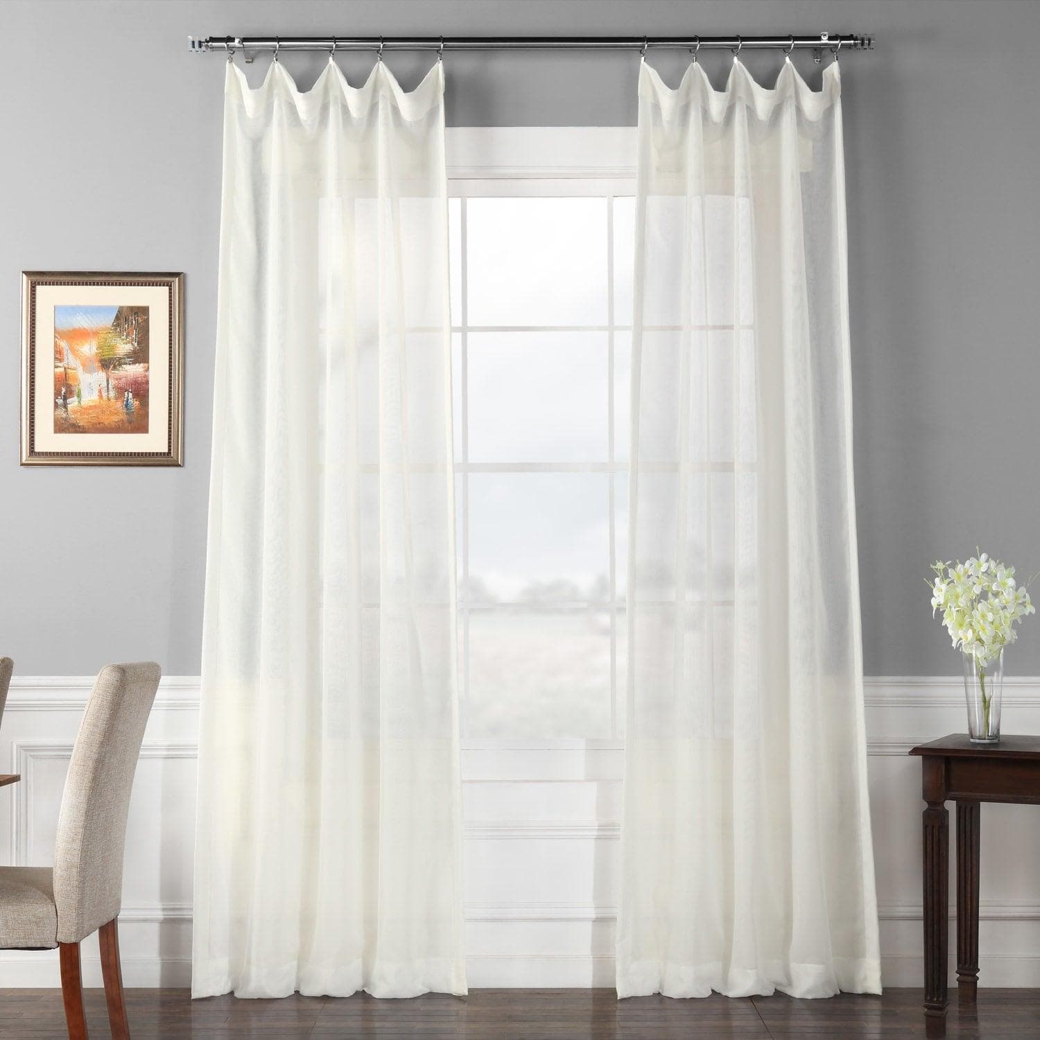 Double Layered Off White Sheer Curtains for Living Room & Bedroom - Light Filtering Window Drapes for Privacy & Style