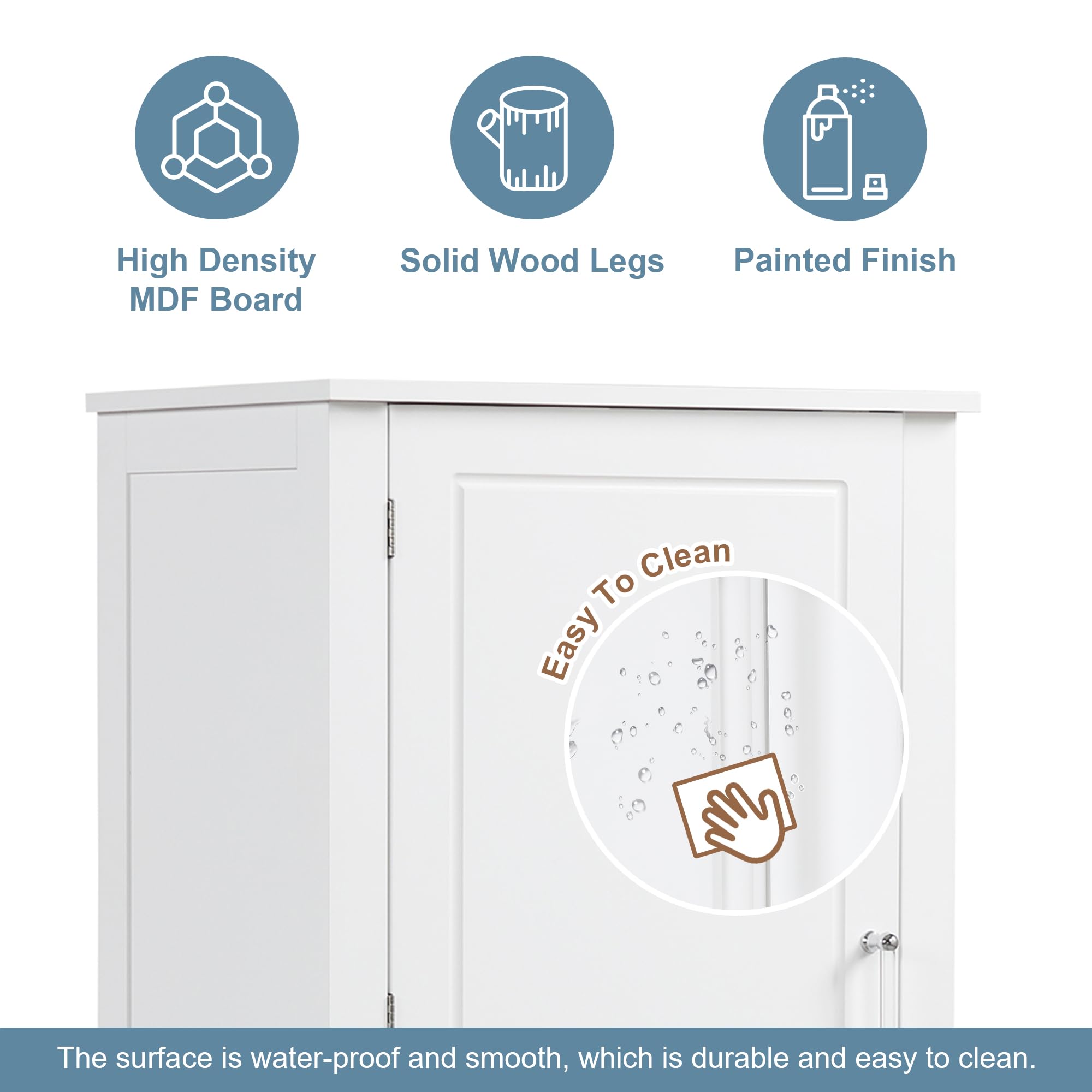 LZ LEISURE ZONE Tall Bathroom Storage Cabinet with 2 Drawers & Adjustable Shelf - Freestanding Bathroom Organizer for Home, Kitchen, Living Room - Anti-Tip Design, White - Perfect for Small Space Organization & Bathroom Essentials Storage