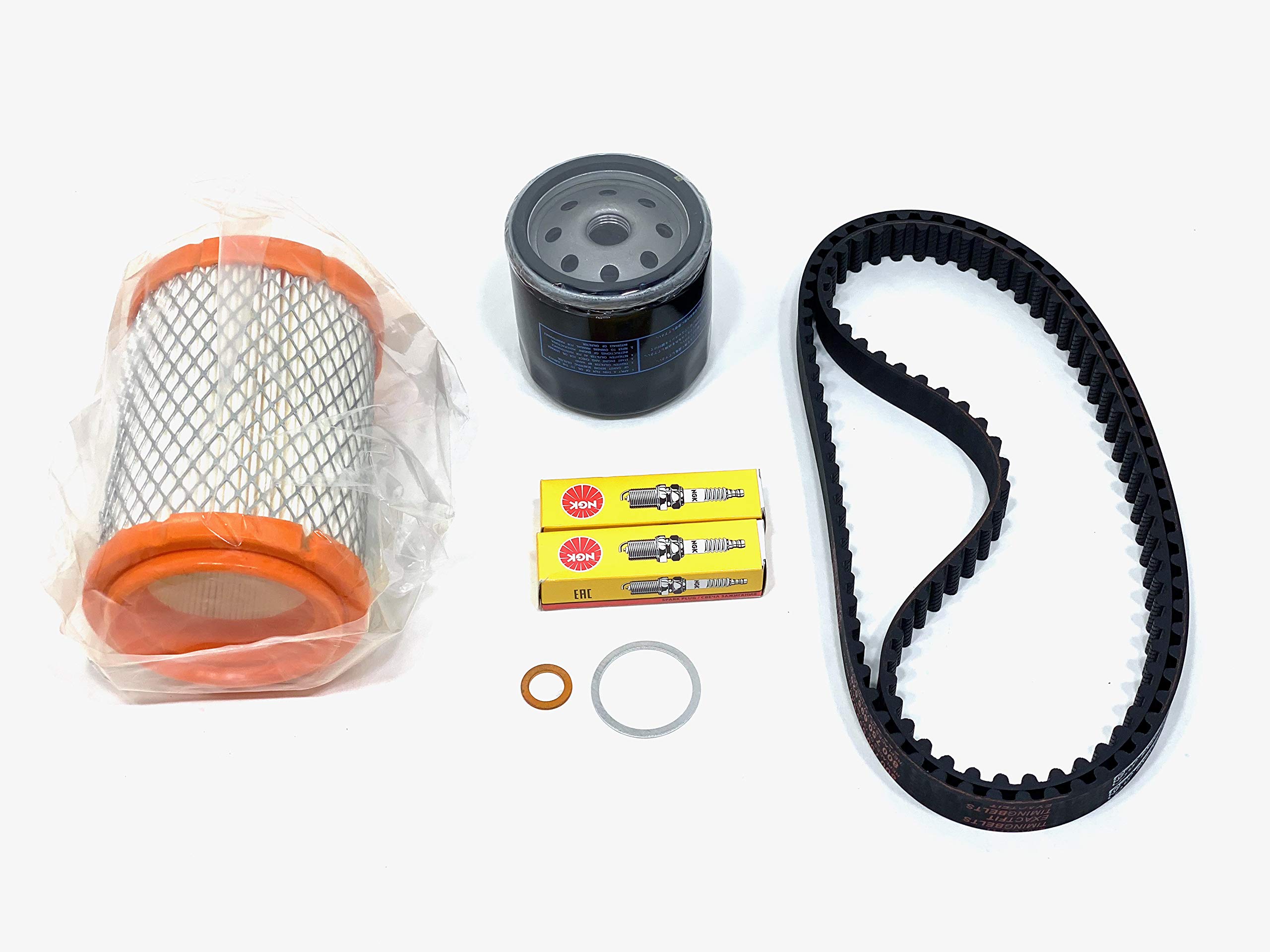 Ducati Scrambler 400/800 Maintenance Kit - Timing Belts, Air Filter, Athena Oil Filter & NGK Spark Plugs | Complete Tune-Up Parts for Motorcycle Repair & Performance Upgrade