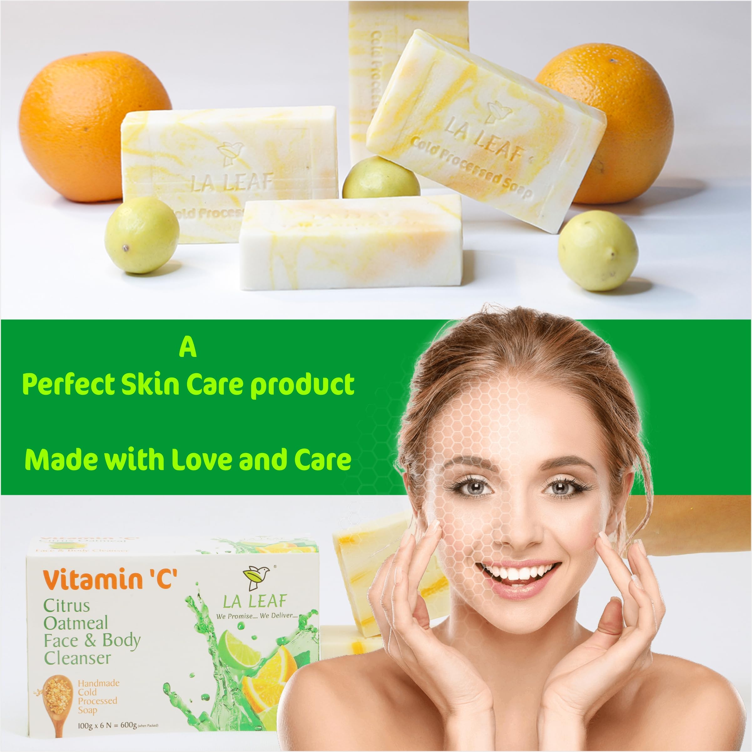 Organic Vitamin C Citrus Oatmeal Soap Bar - Cold Processed Handmade with Orange & Lime Essential Oils, Rice Extract - 8-Piece Combo Pack (100g Each) - Natural Skincare for Face & Body - Perfect for Dry Skin, Acne Treatment & Daily Cleansing