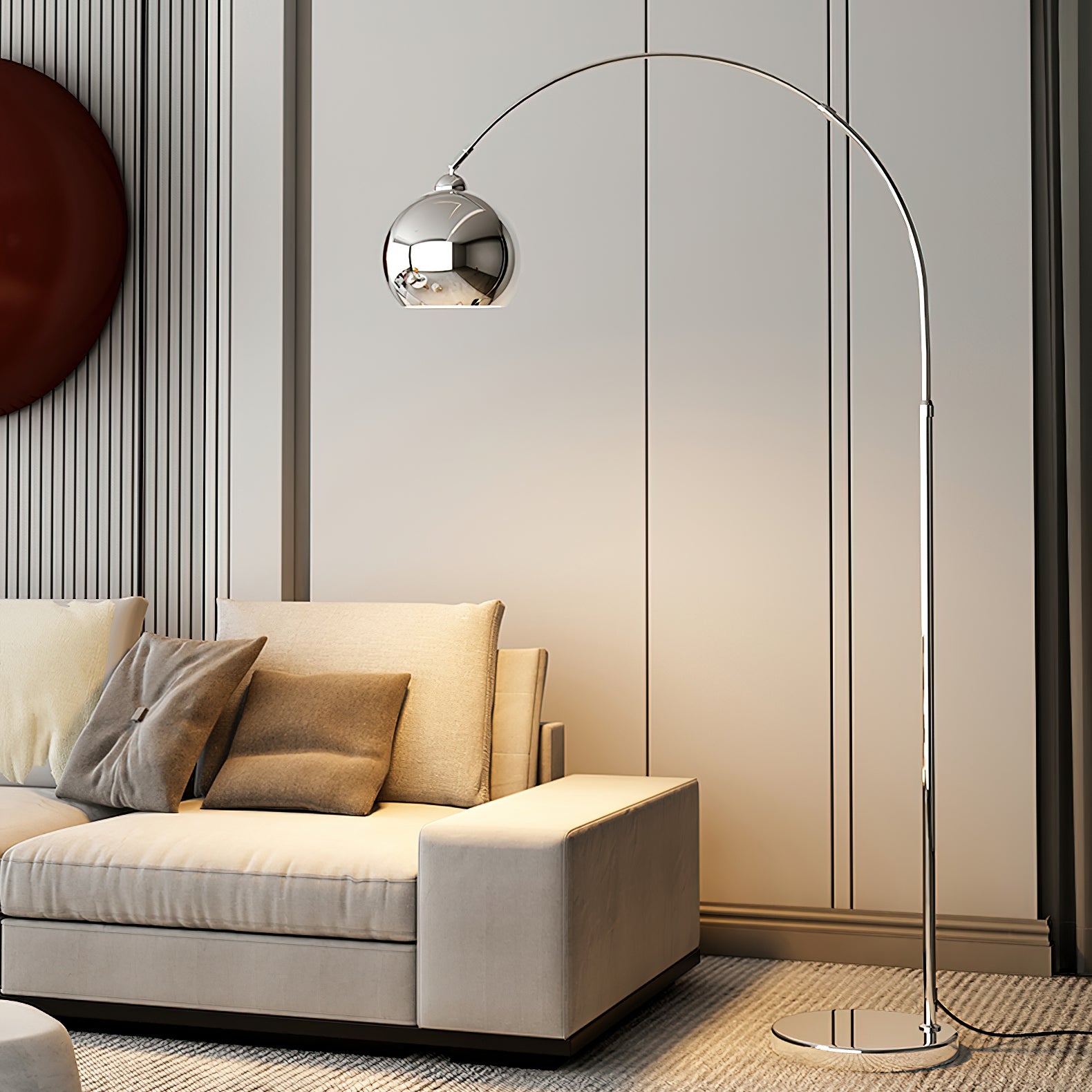 Modern Angler Floor Lamp - Adjustable LED Reading Light for Living Room, Bedroom & Office - Dimmable Standing Lamp with Flexible Gooseneck Design - Perfect for Reading, Working & Relaxing