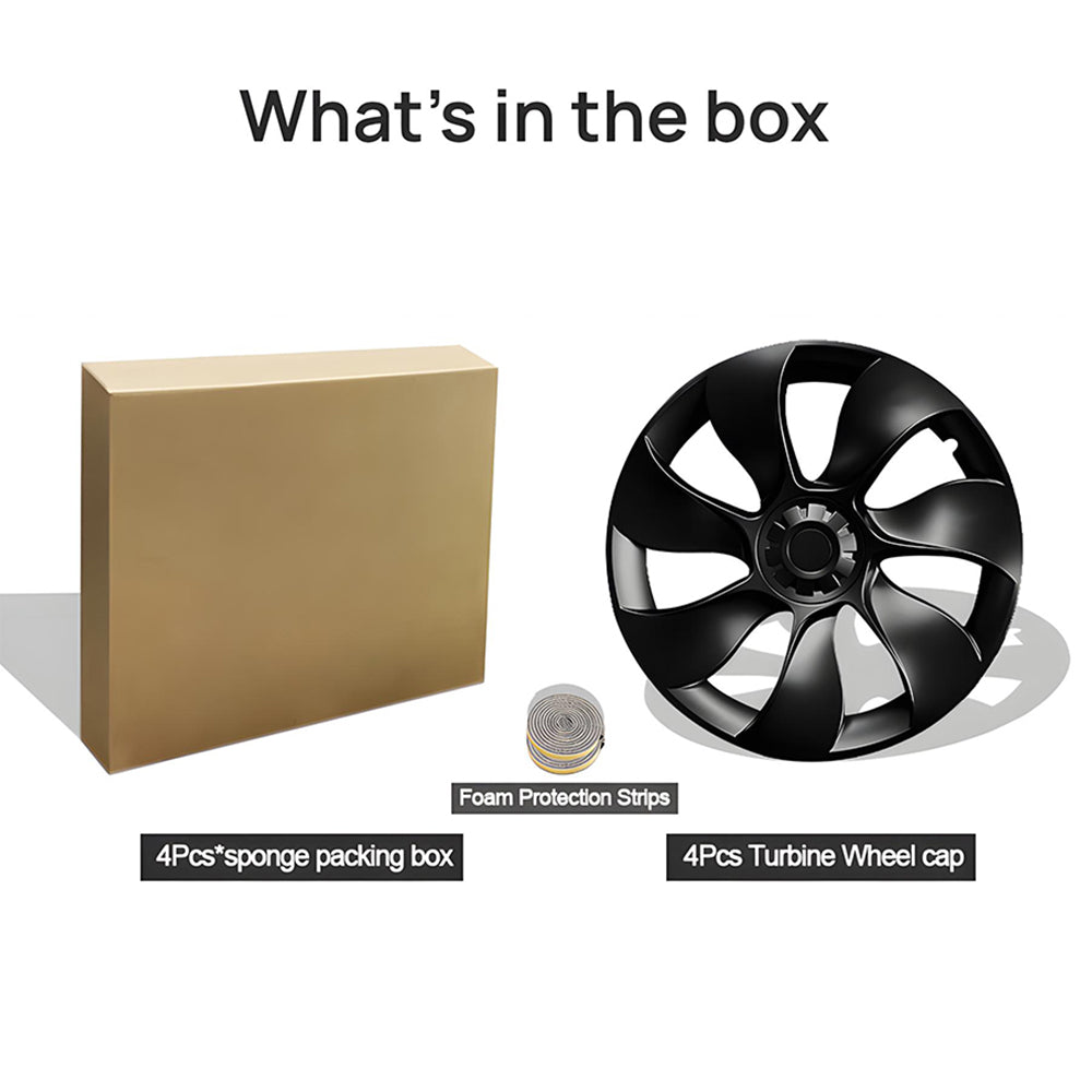 Tesla Model Y 19 Inch Überturbine Wheel Cover Set (4PCS) - Matte Black Hub Caps for Enhanced Style & Protection | Perfect for Road Trips & Daily Commutes