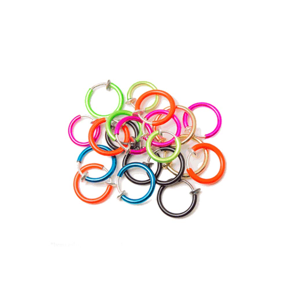 20-Pack Non-Piercing Fake Hoop Earrings - Anodized Titanium Finish for Lip, Nose, Cartilage & Ear | Hypoallergenic Body Jewelry for Everyday Wear & Costume Accessories