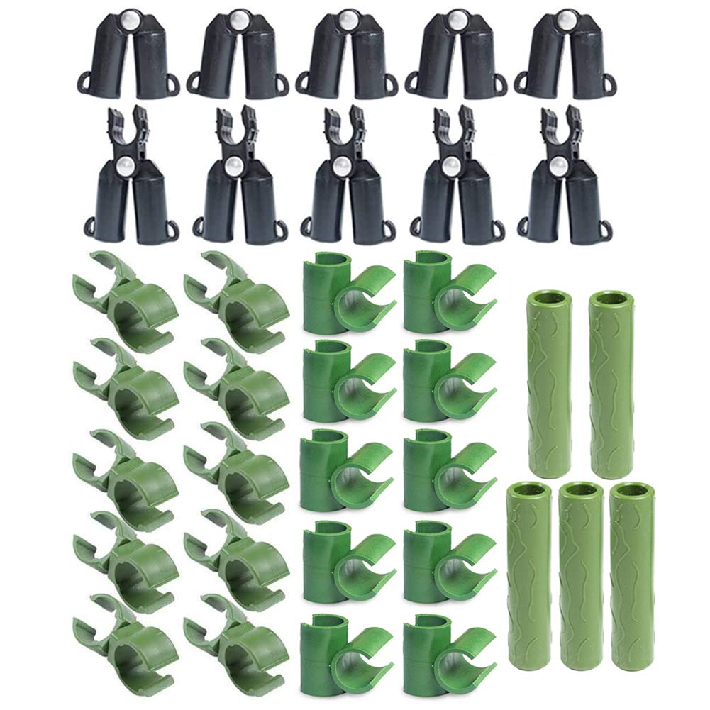 35PCS 16mm Garden Stake Connectors - 5 Types Adjustable Plant Trellis Clips, Plastic Connecting Joint Buckles for Gardening Stakes & Plant Supports - Perfect for Climbing Vines, Tomatoes & Vertical Gardens